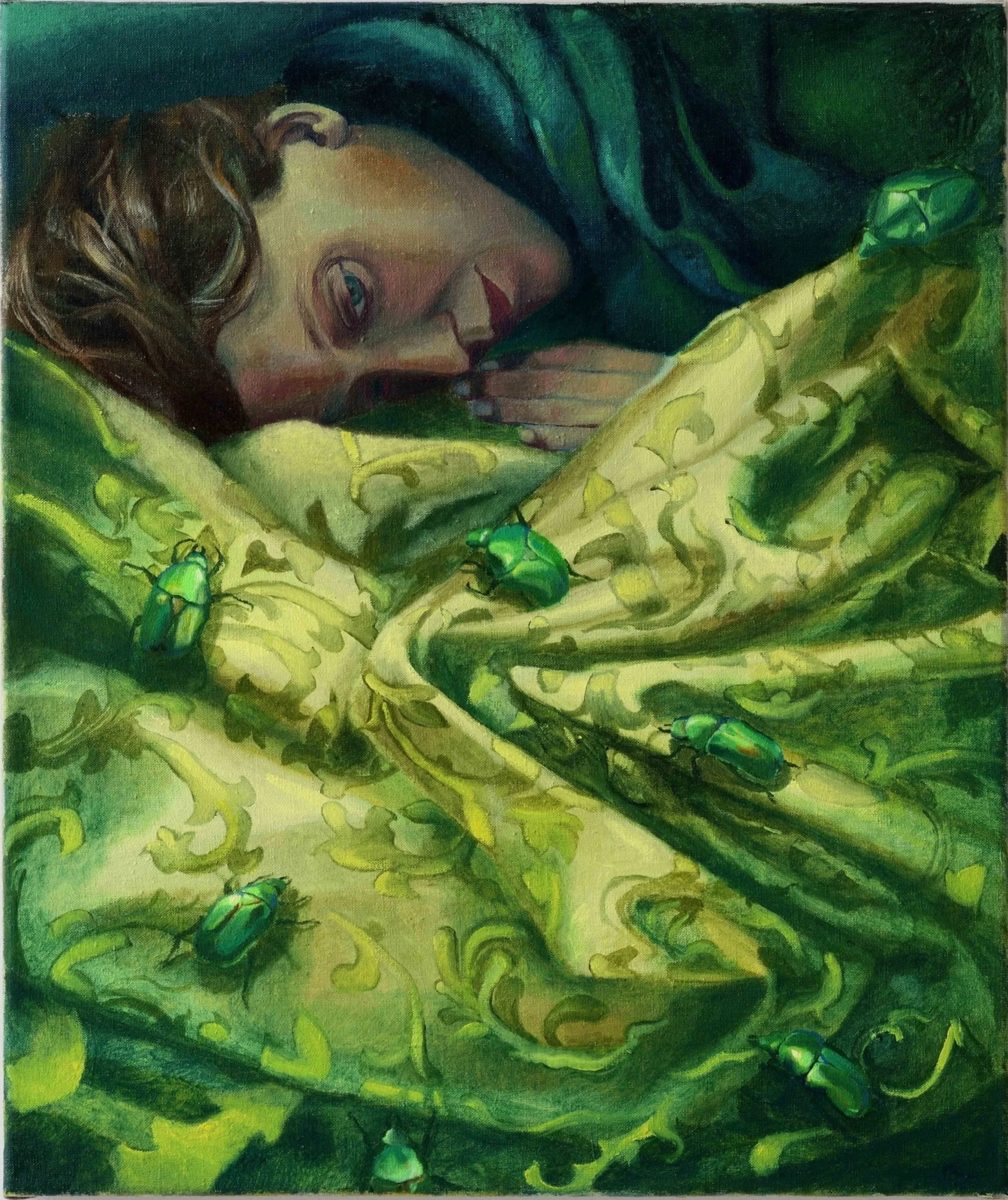 Alessandro Fogo,  Iside , 2021, Oil on linen, 23 5/8 x 19 3/4 inches, 60 x 50 cm