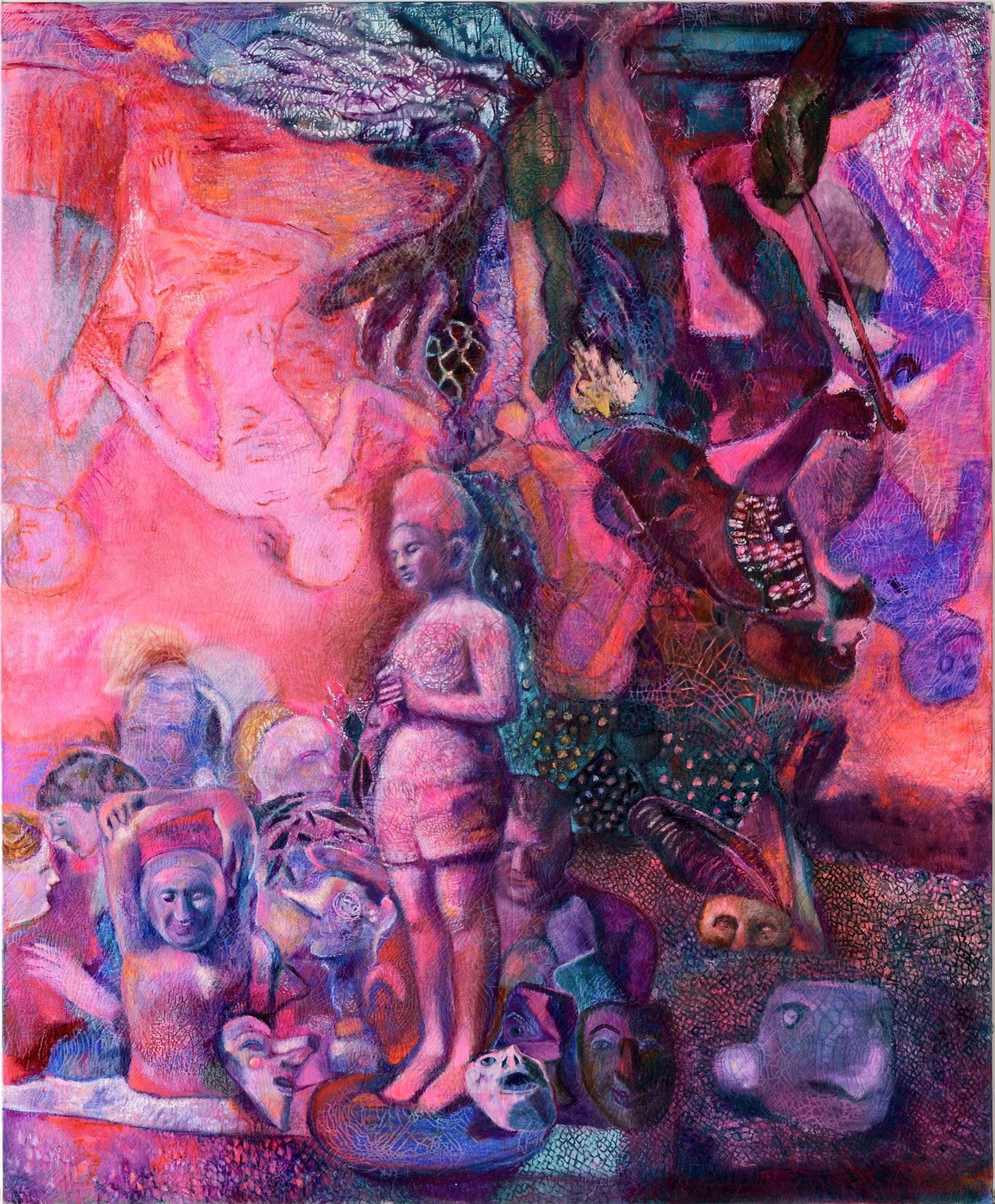 Paola Angelini,  God under the snow , 2022, Mixed media on canvas, 78 3/4 x 63 inches, 200 x 160 cm