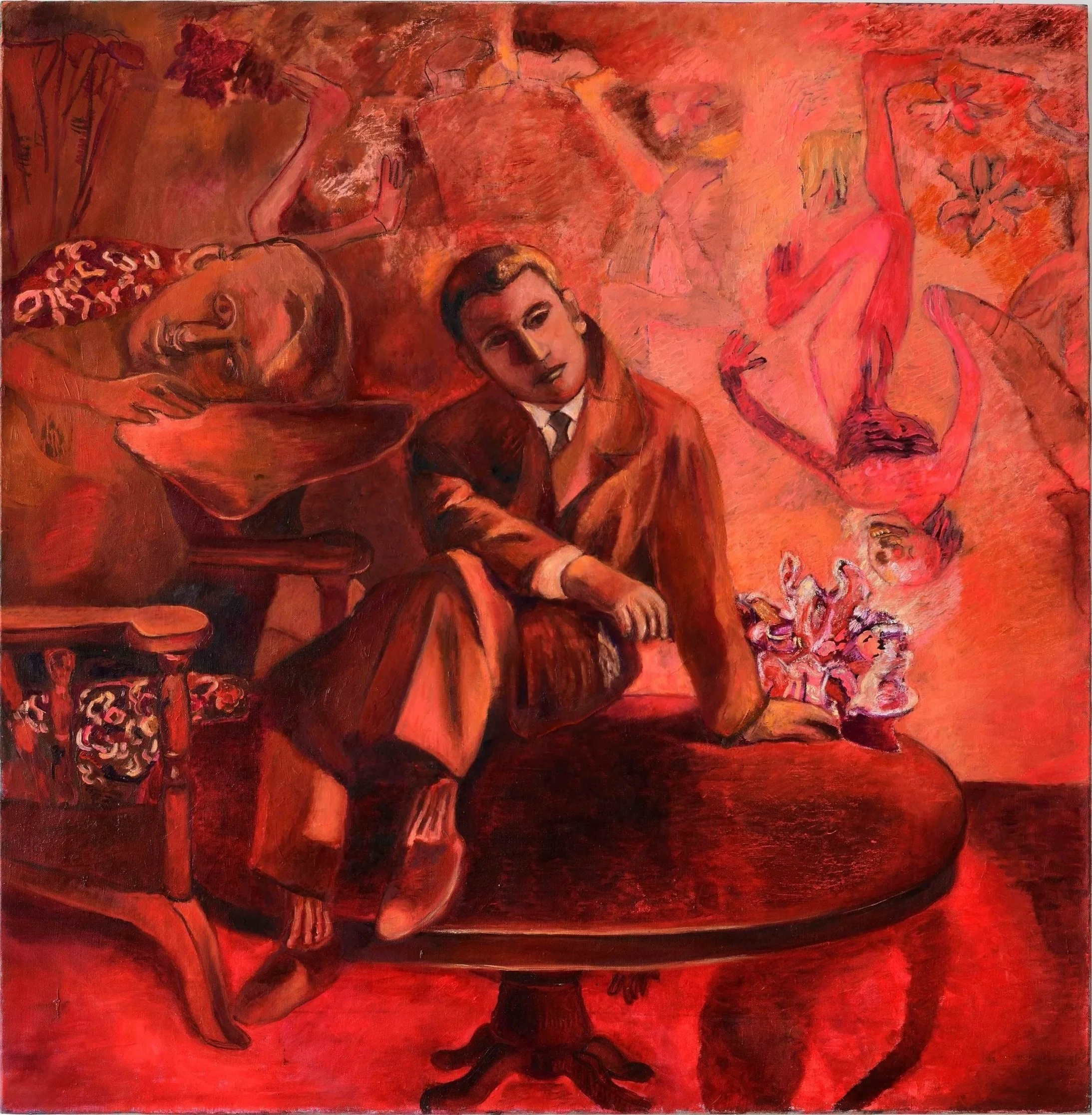 Paola Angelini,  The dreamer , 2021, Oil on linen, 50 x 48 3/8 inches, 127 x 123 cm