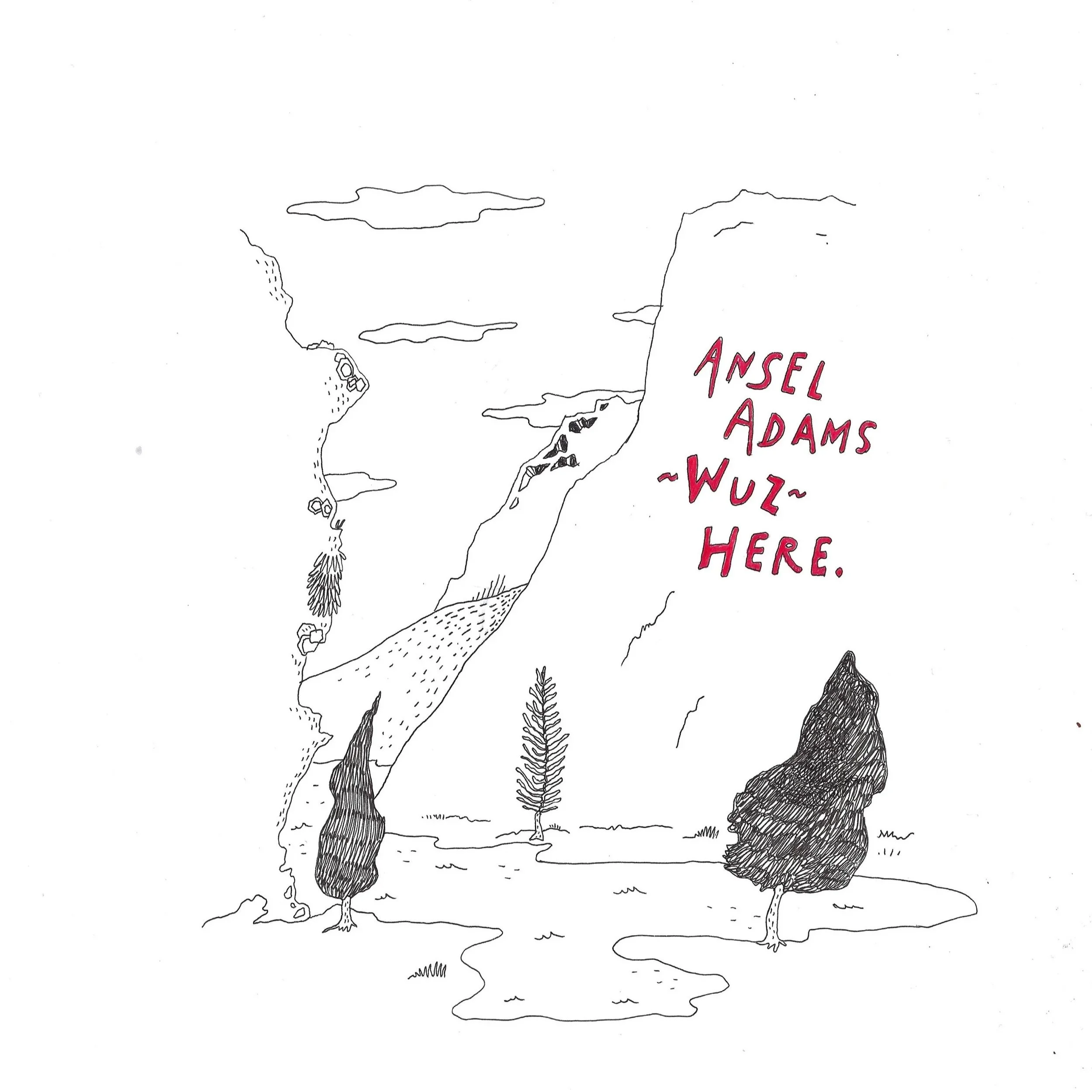  Liana Finck 
  Ansel Adams wuz here , 2025
 ink on paper
 12 x 9 inches 
30.48 x 22.86 cm