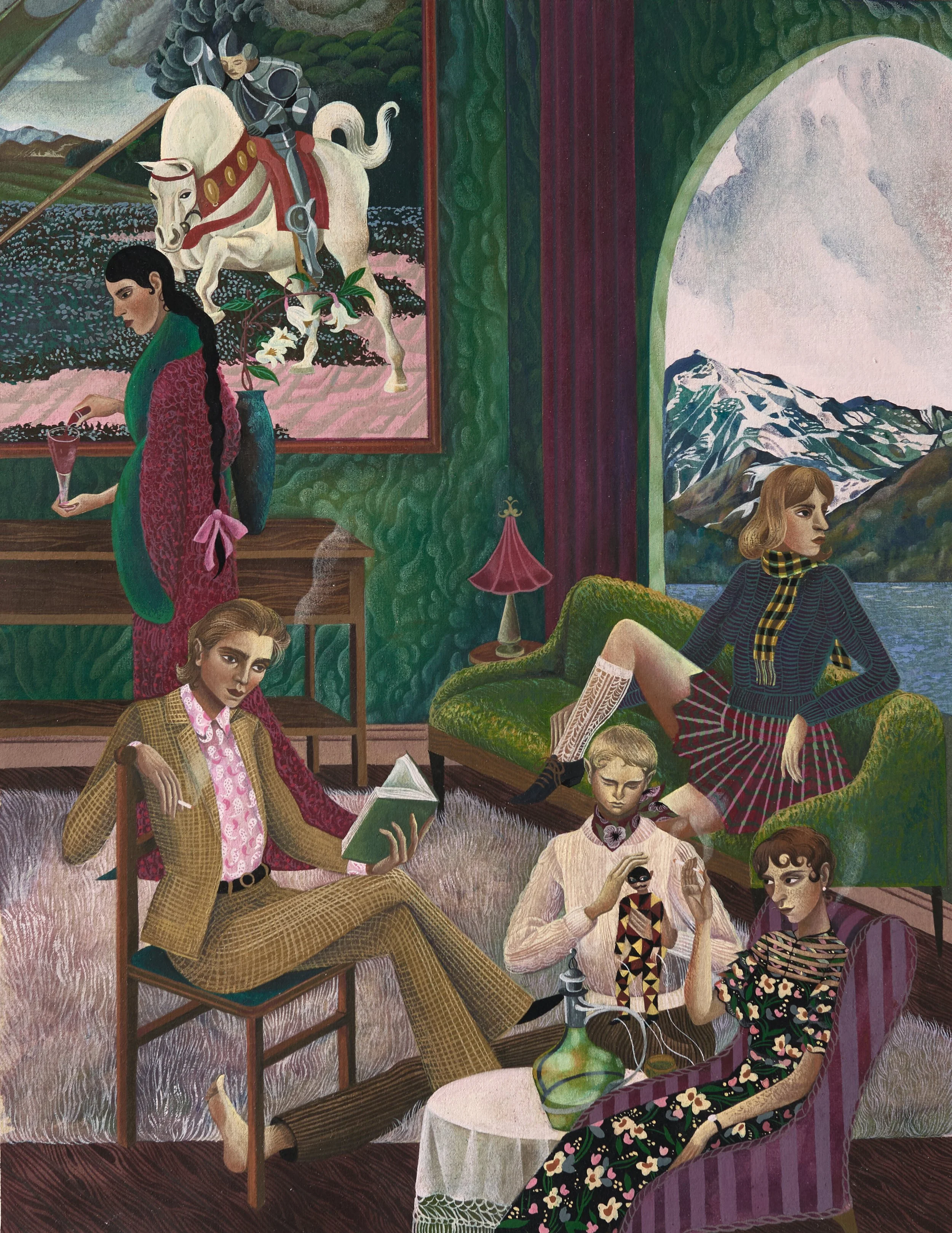  Jessie Makinson ,
 Hungry for shipwrecks , 2026,
Gouache and colored pencil on paper,
Sapele frame,
Image: 11.42 × 8.66 inches, 29 x 22 cm,
Frame: 18.9 × 14.17 inches, 48 x 36 cm
