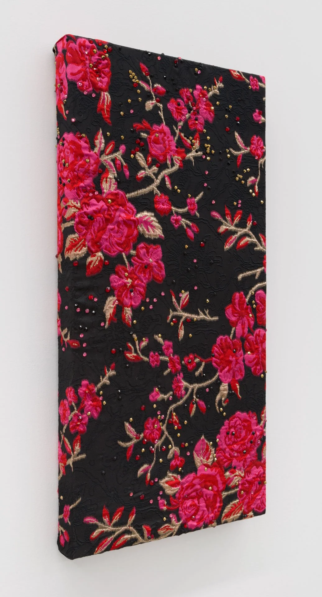 Akea Brionne,  Rose Bush #3,   2023, Fabric, thread, poly-fil, and rhinestones , 12 x 24 inches, 30.5 x 61 cm