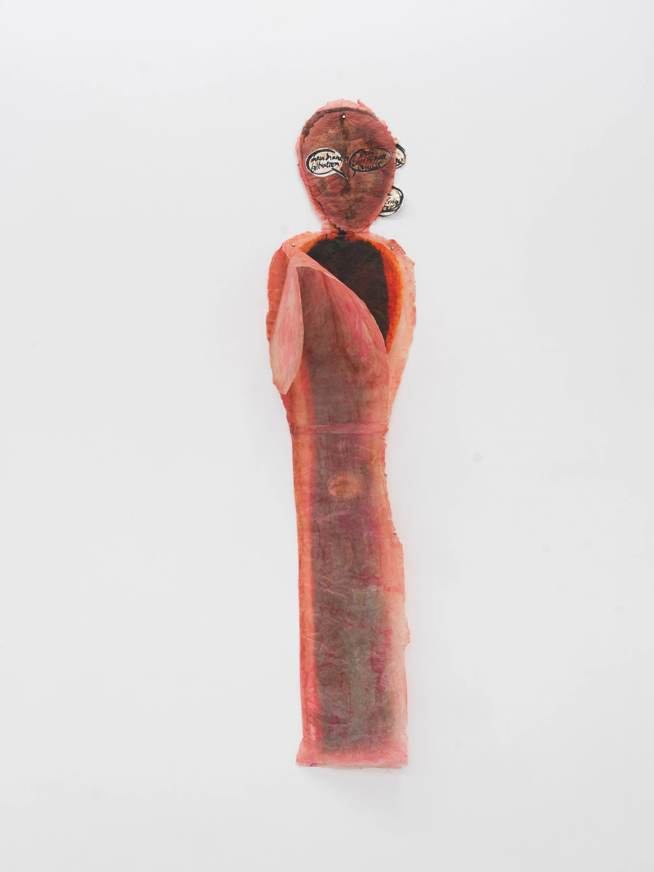  Mira Schor ,
 Unconscious bias , 2025,
Ink and acrylic on Japanese Gampi paper,
60 1/2 x 14 1/4 inches,
153.7 x 36.2 cm