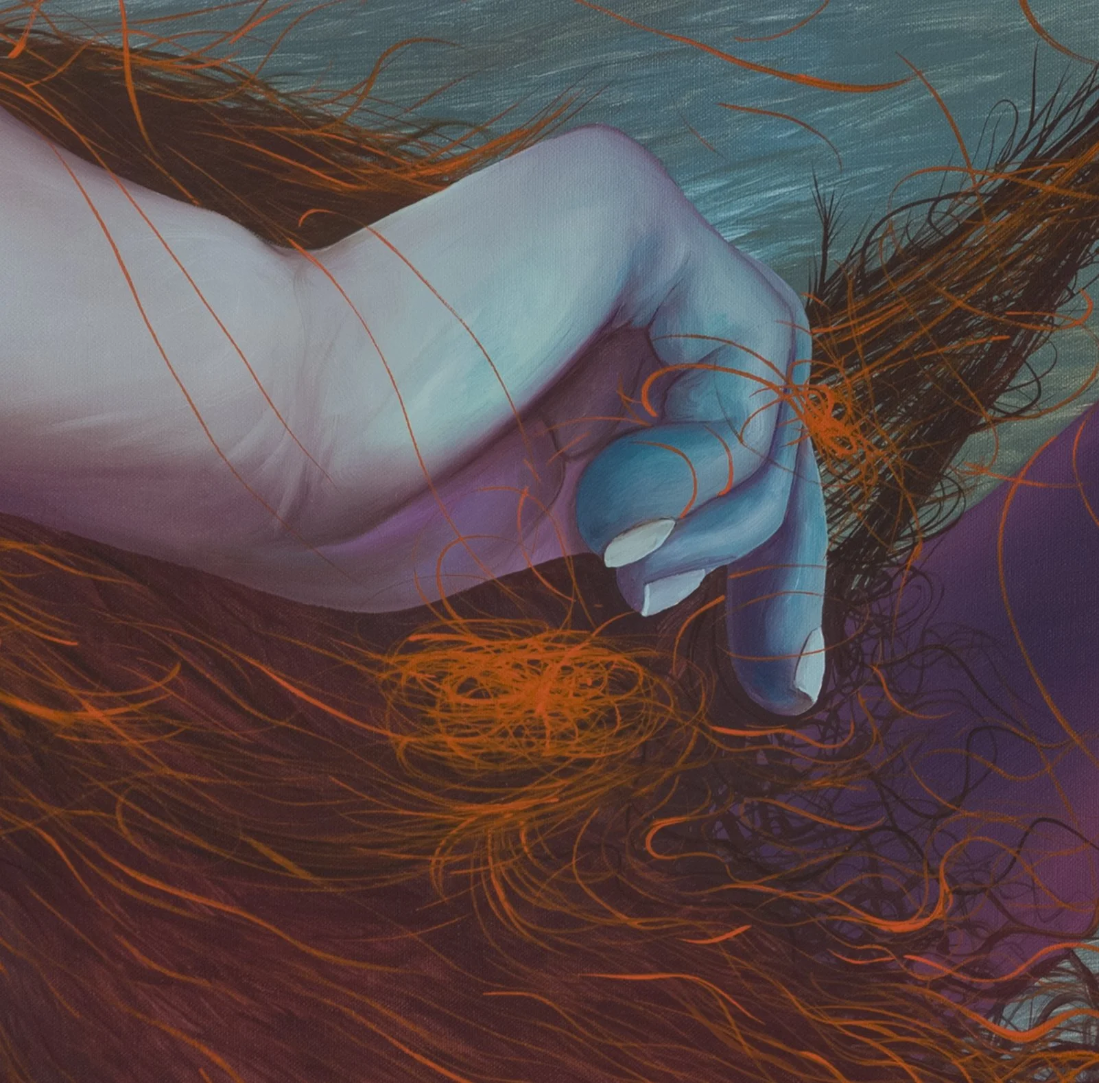 Paulina Stasik,  Unweaving,   2023, Oil on canvas, detail