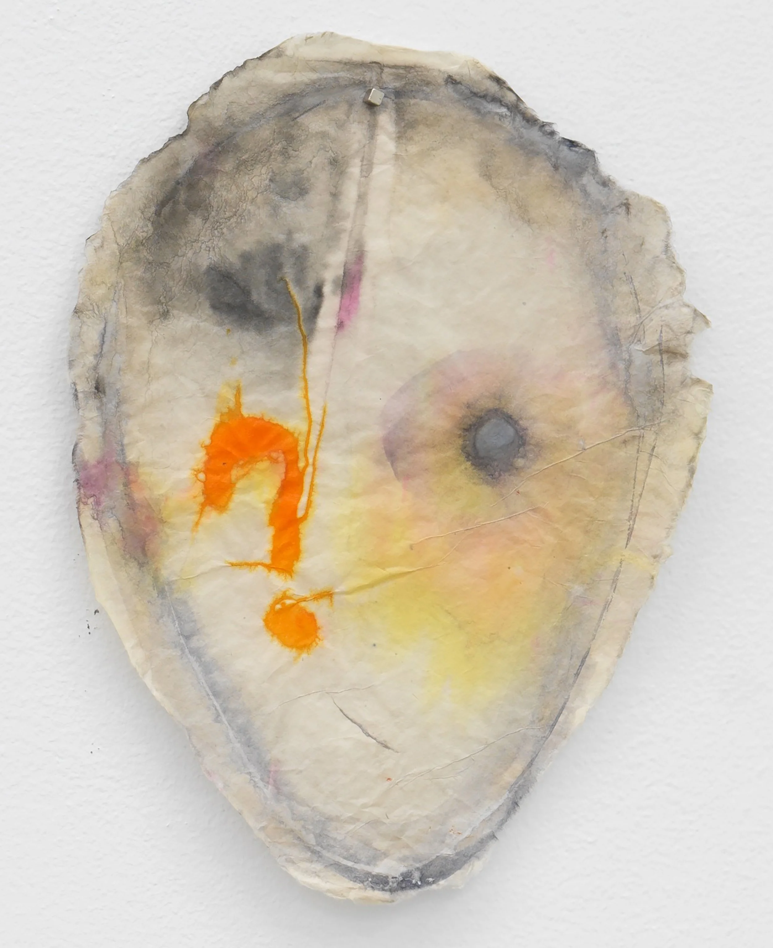  Mira Schor ,
 Question Mark Mask, July 10 ,
Ink on Japanese Gampi paper,
12 1/4 x 9 1/4 inches,
31.1 x 23.5 cm