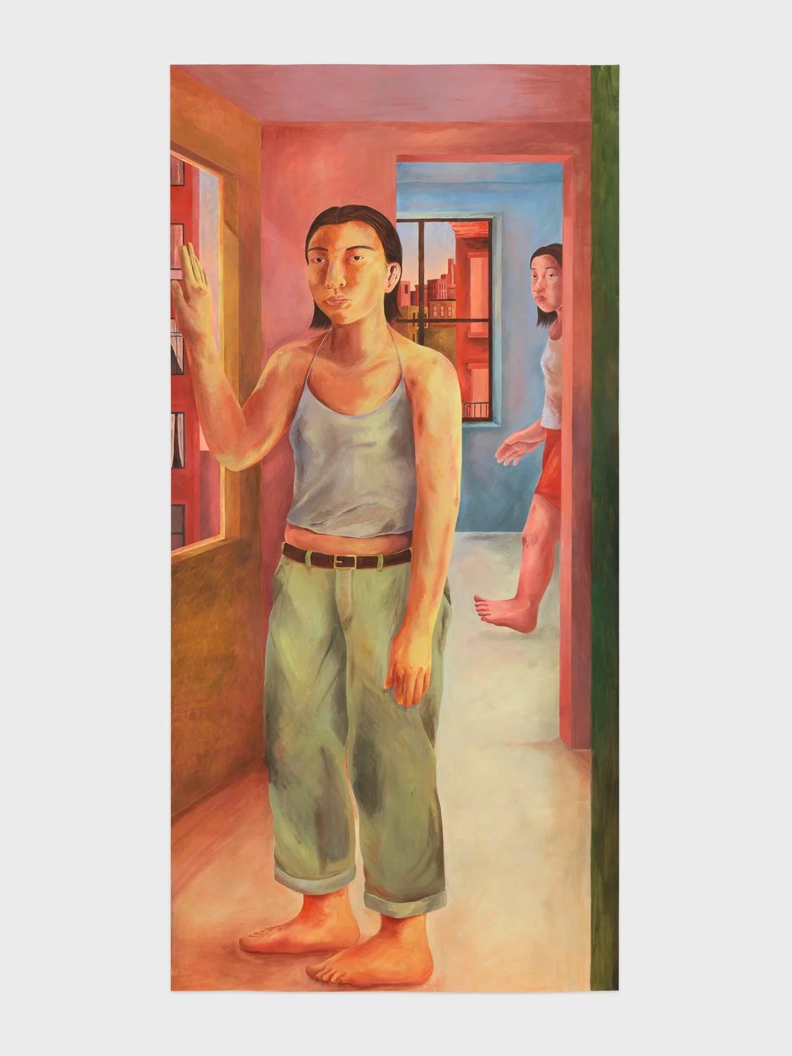  Lily Wong 
 Visitors , 2025
Acrylic on paper
65 x 31 1/2 inches
165.1 x 80 cm