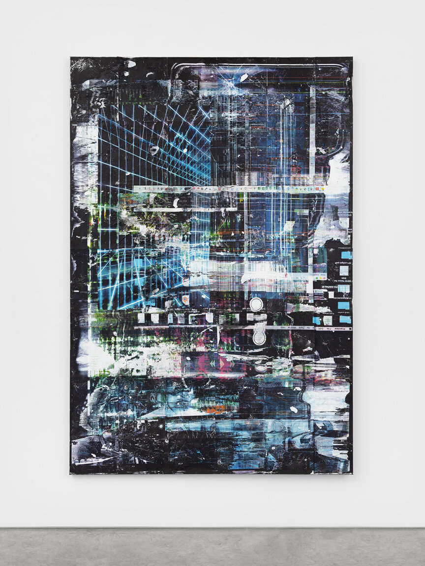 Chris Dorland,  Untitled (instinct mode) , 2020, Acrylic polymer, pigment, ink, gesso, UV coating on linen, 68 x 46 inches, 172.7 x 116.8 cm