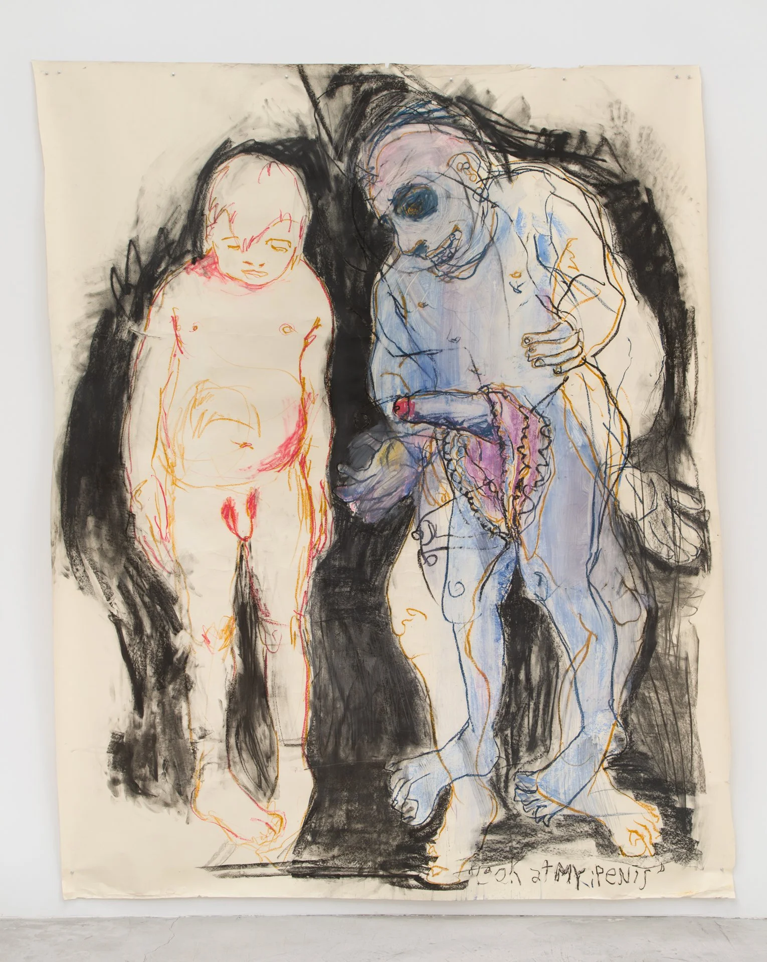 Mercedes Llanos,  Look at my Penis , 2021, Oil and pastel on paper, 107 x 87 inches, 271.8 x 221 cm