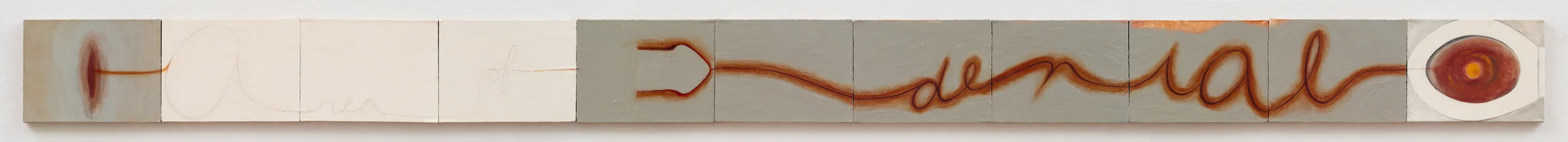  War Frieze XII: Area of Denial-egg , 1993
 Oil on 11 linen canvases
 12 x 16 inches (each), 12 x 176 inches (total)