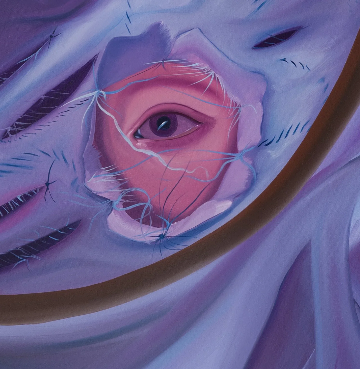 Paulina Stasik,  Embroidering,   2023, Oil on canvas, detail