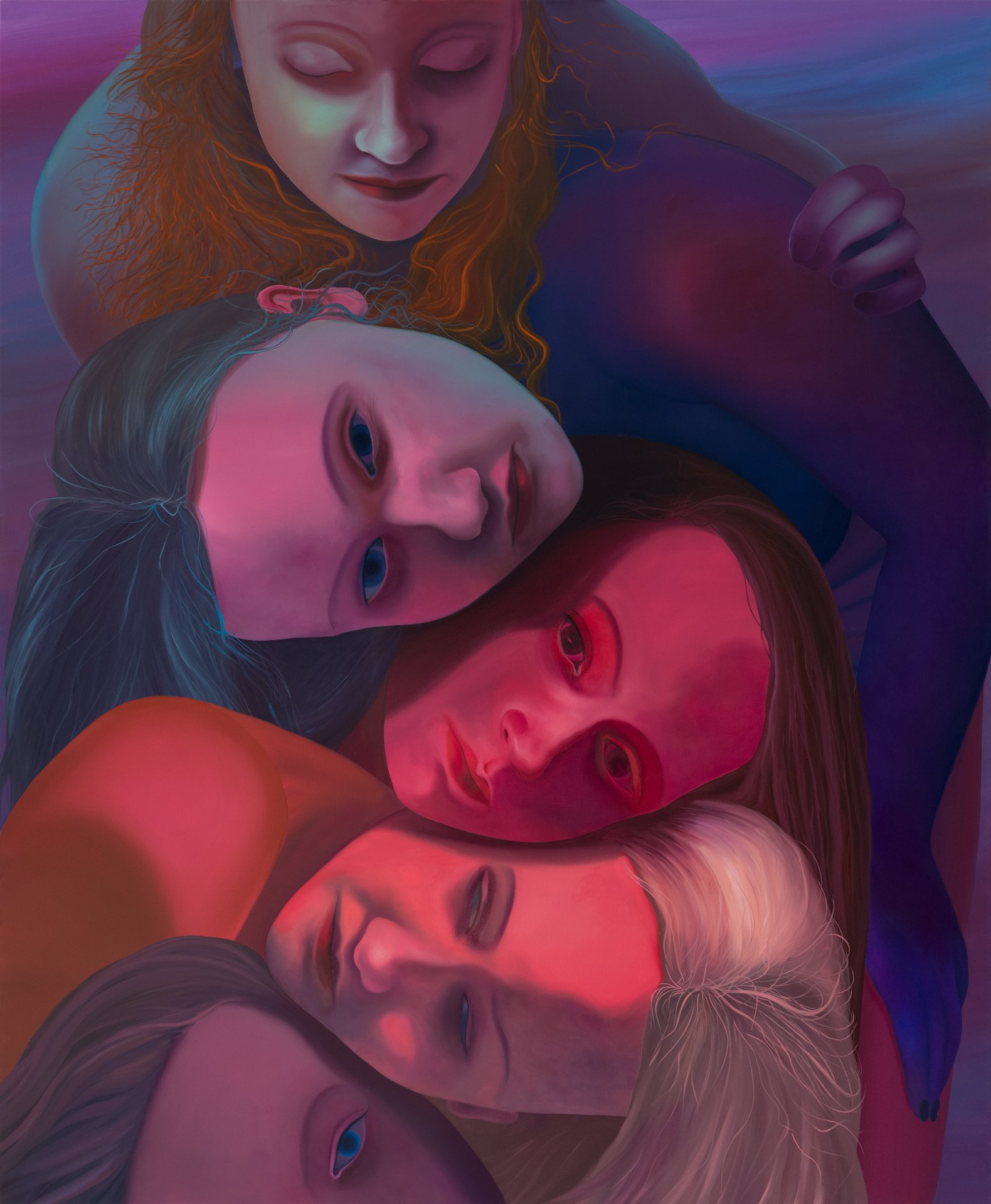 Paulina Stasik,  Dreaming Heads,   2023, Oil on canvas, 66 7/8 x 55 1/8 inches, 170 x 140 cm