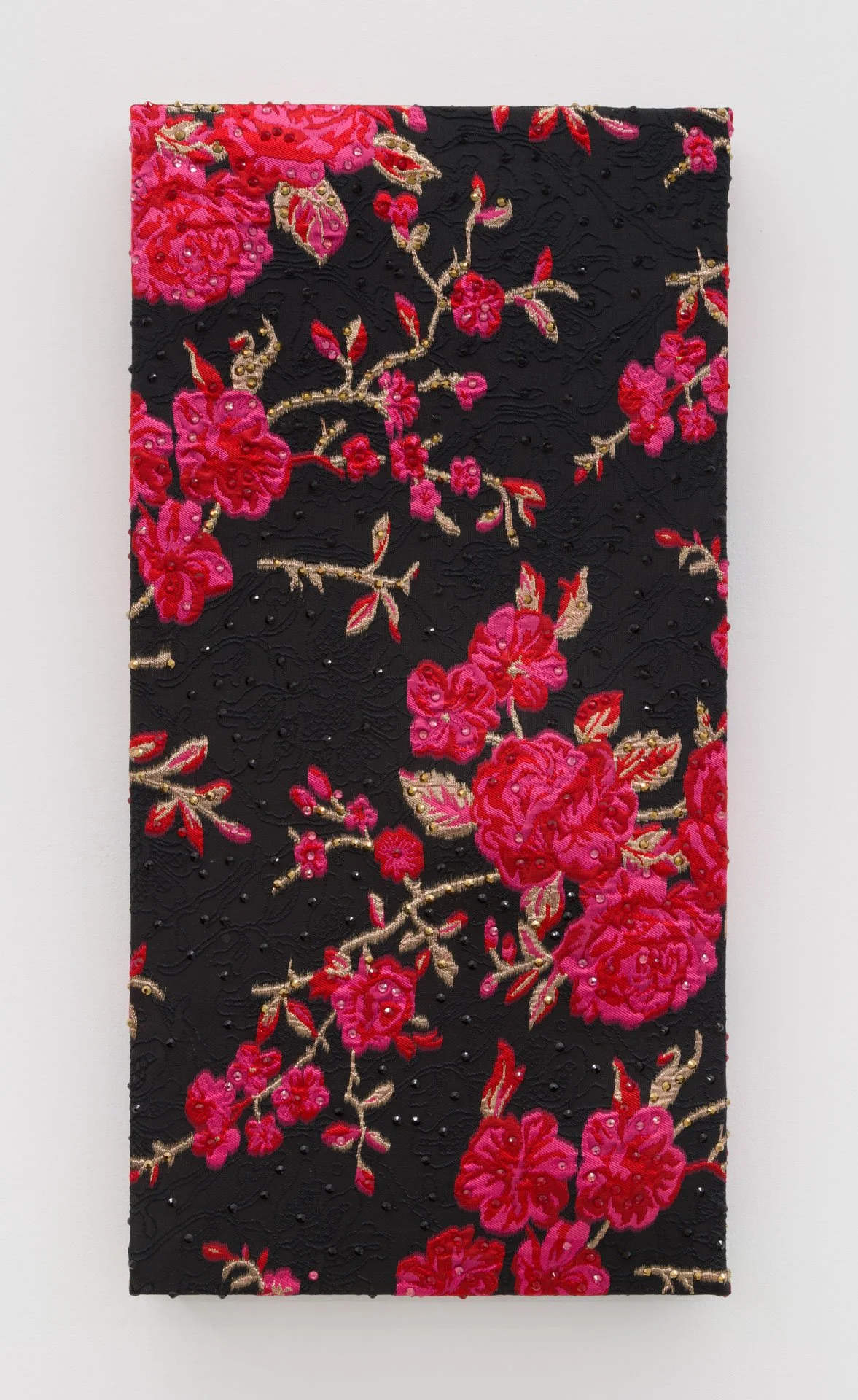 Akea Brionne,  Rose Bush #2,   2023, Fabric, thread, poly-fil, and rhinestones , 12 x 24 inches, 30.5 x 61 cm