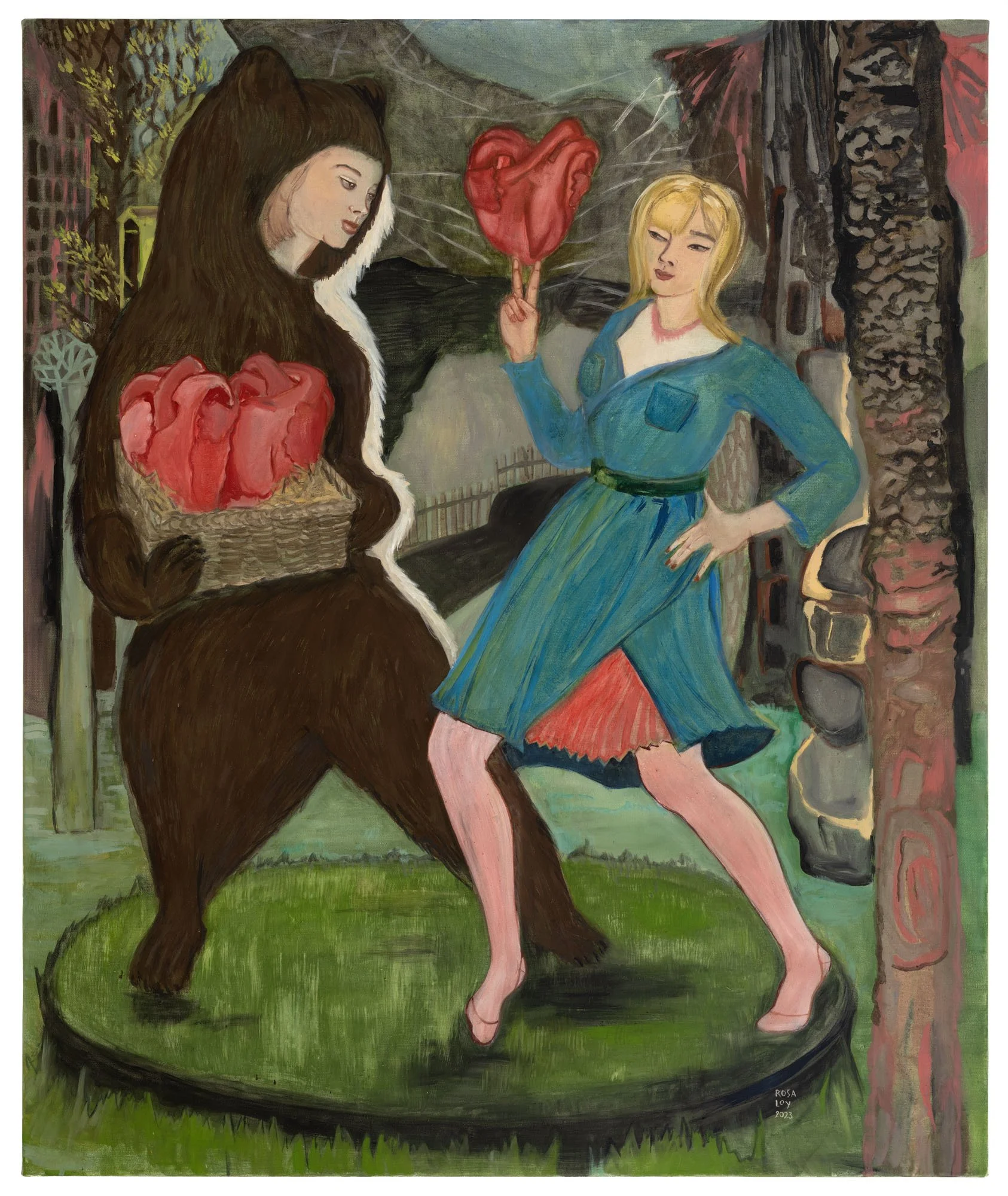 Rosa Loy  Headquarters (Zentrale) , 2023  Casein on canvas  47 1/4 x 39 3/8 inches, 120 x 100 cm