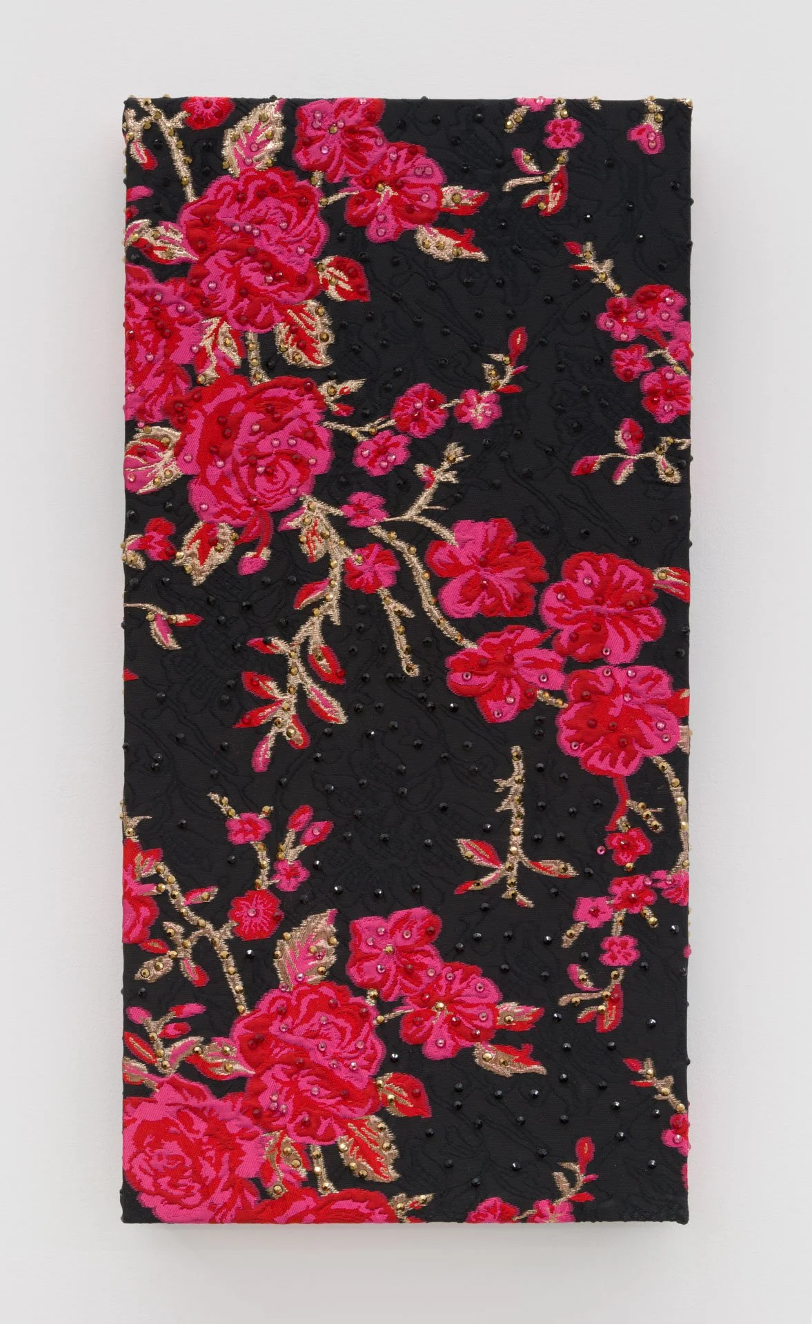 Akea Brionne,  Rose Bush #4,   2023, Fabric, thread, poly-fil, and rhinestones , 12 x 24 inches, 30.5 x 61 cm