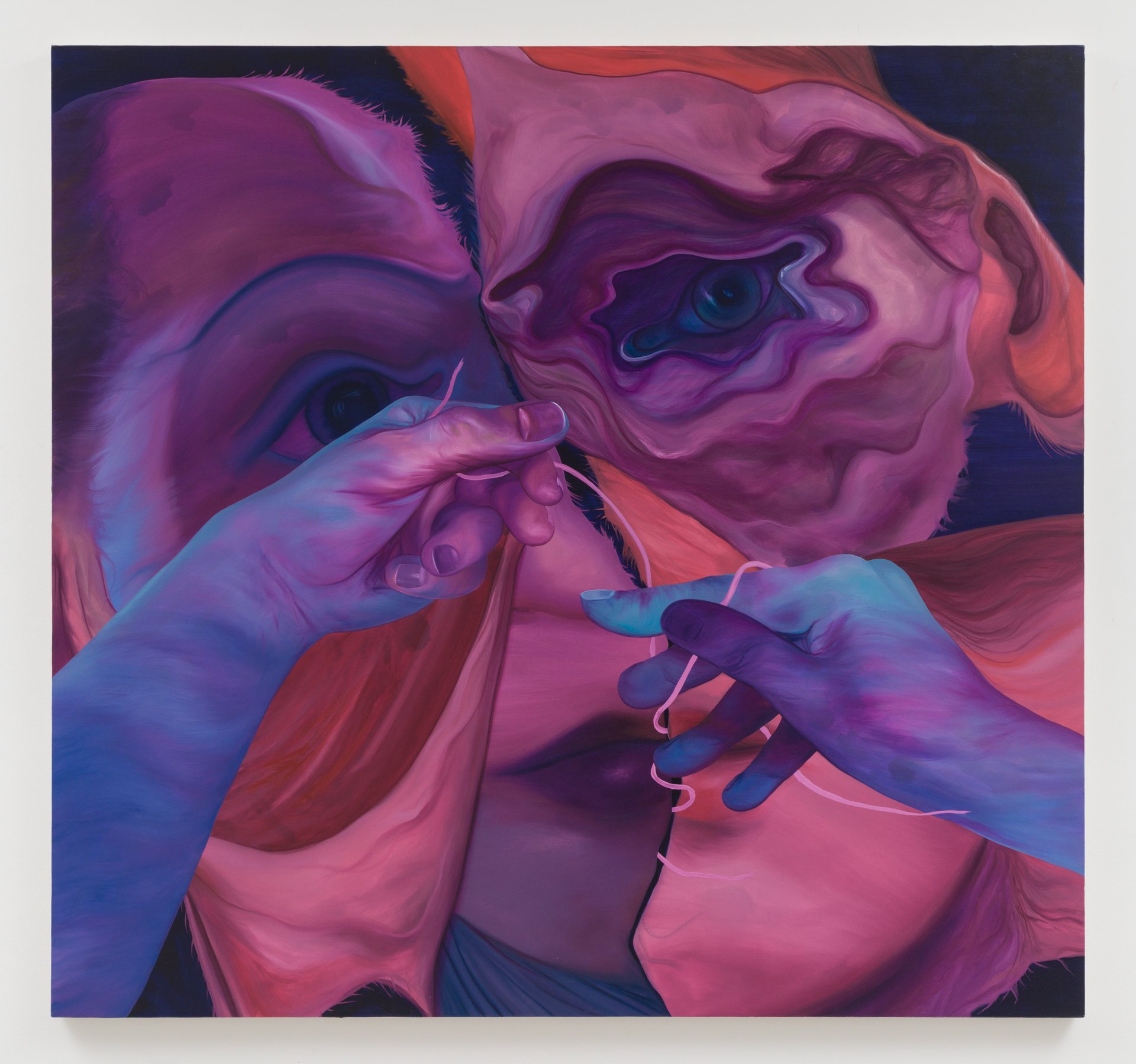 Paulina Stasik,  Becoming one , 2022, Oil and acrylic on canvas, 63 x 66 7/8 inches, 160 x 170 cm