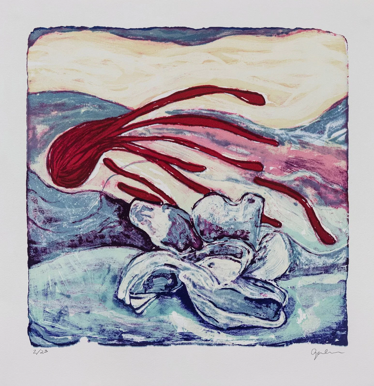  Fernanda Galvão ,  Polvo , 2024, lithograph, 15.75 x 15.375 inches, 40 x 39 cm, Edition of 23