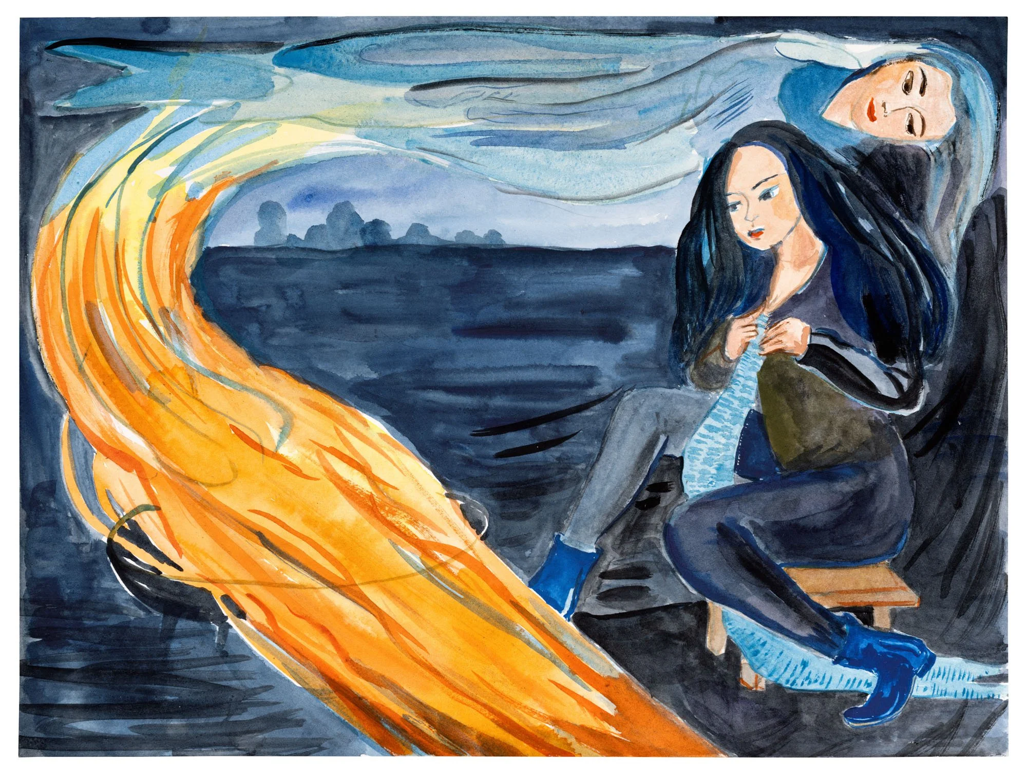 Rosa Loy   Purification (Reinigung) , 2023  Watercolor on paper  12 1/4 x 9 1/8 inches, 31 x 23 cm