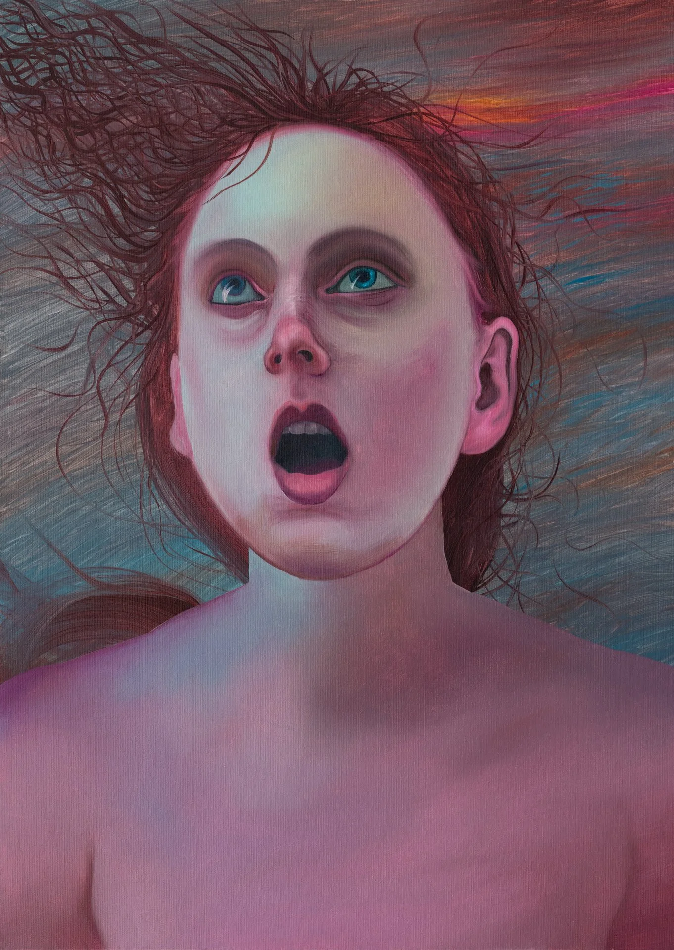 Paulina Stasik,  Heart in her Mouth,   2023, Oil on canvas, 27 1/2 x 19 3/4 inches, 70 x 50 cm
