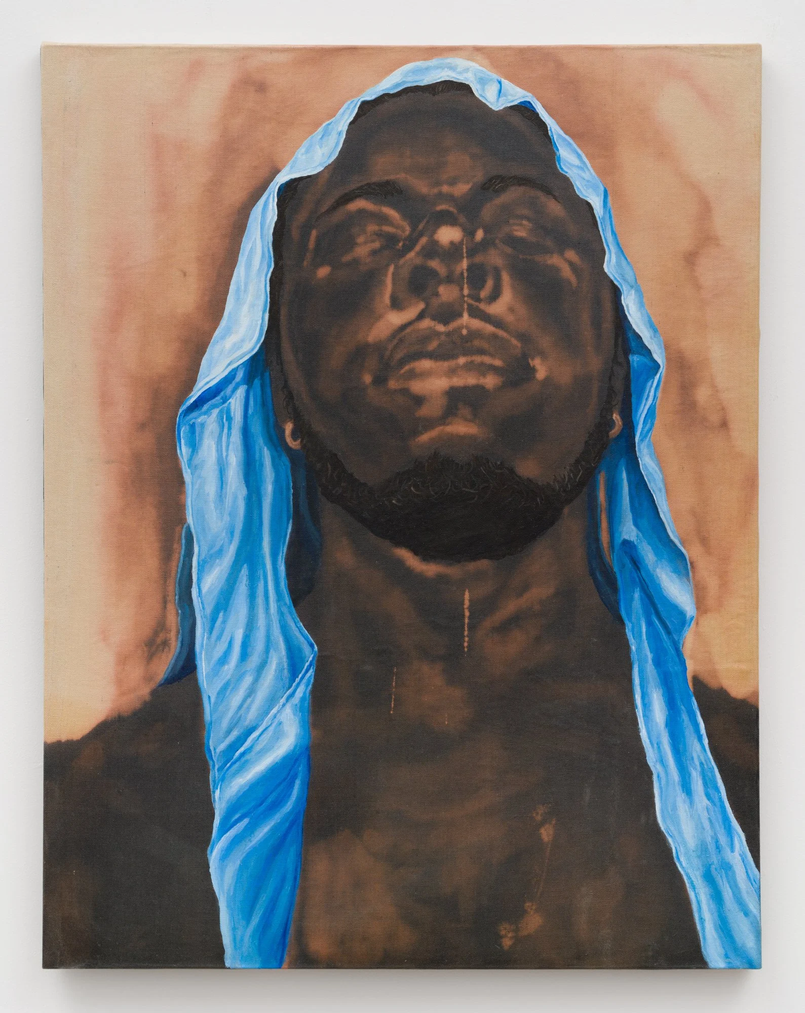 Anthony Peyton Young,  Self Portrait at 33 , 2022, Bleach and oil on canvas, 32 x 25 inches, 81.3 x 63.5 cm
