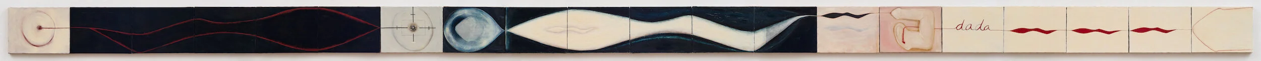  War Frieze I-II (Bomb Sight) , 1991
 Oil on 20 linen canvases
 12 x 16 inches (each), 12 x 320 inches (total)