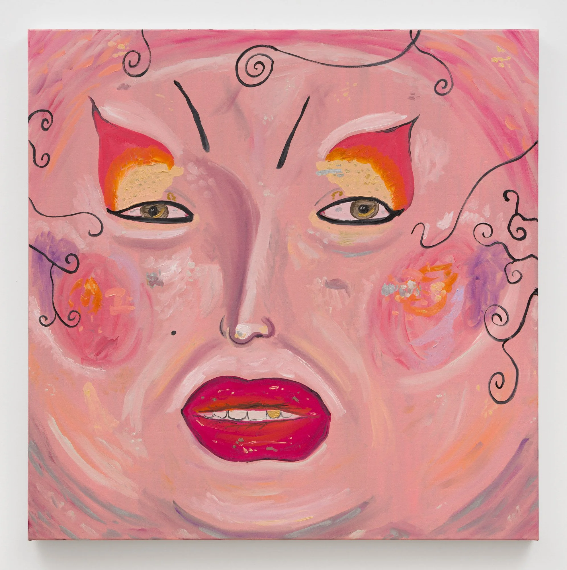 Marcel Alcalá,  Pancake Face , 2021, Oil on canvas, 40 x 40 inches, 101.6 x 101.6 cm