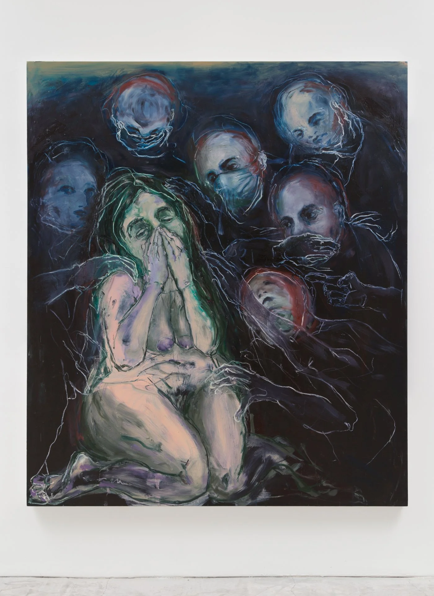Mercedes Llanos,  Sick Woman , 2022, Oil on canvas, 84 x 72 inches, 213.4 x 182.9 cm