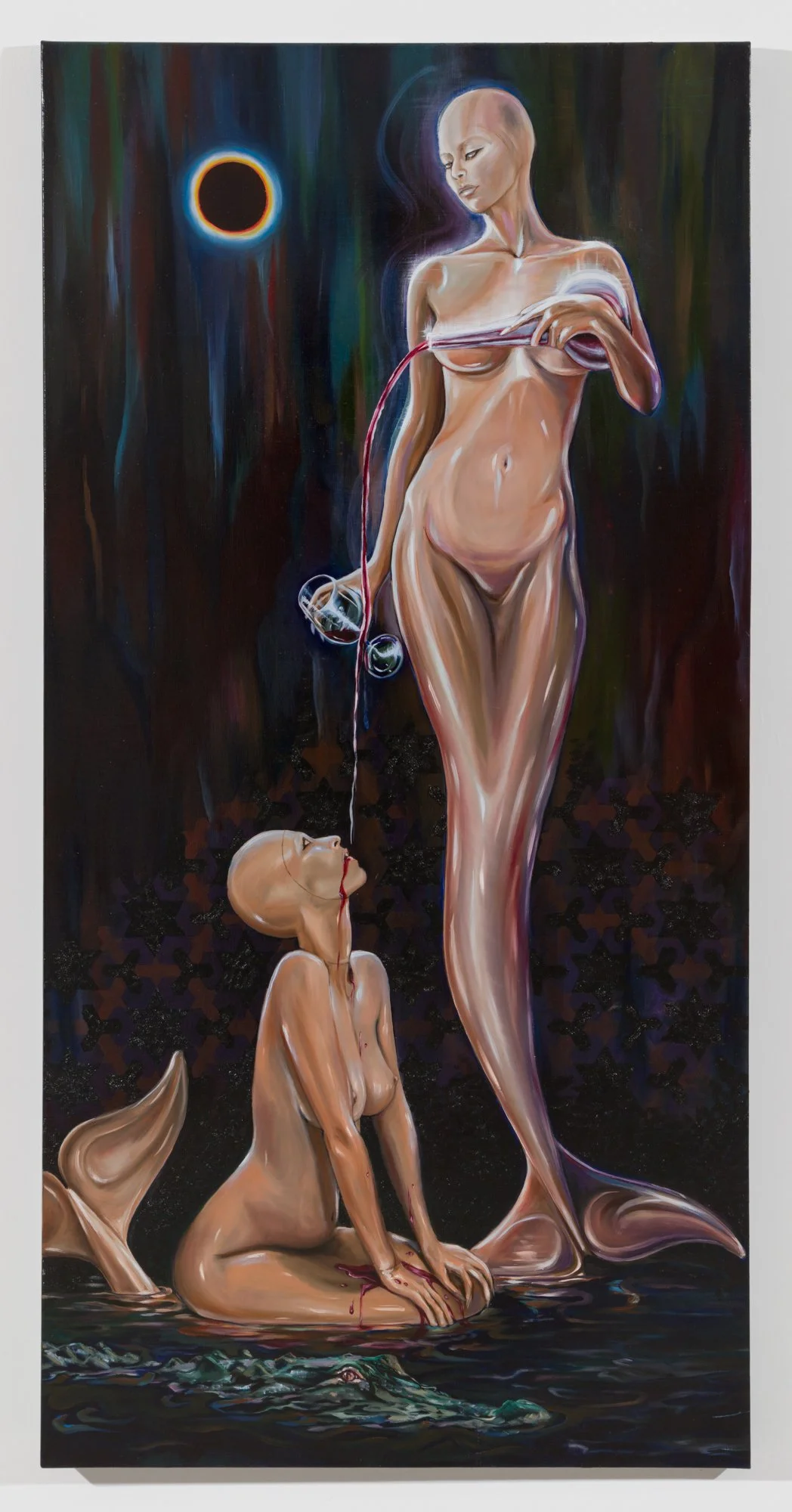 Nicolette Mishkan,  Saghi (Wine Bearer) , 2022, Oil on linen, 60 x 30 inches, 152.4 x 76.2 cm