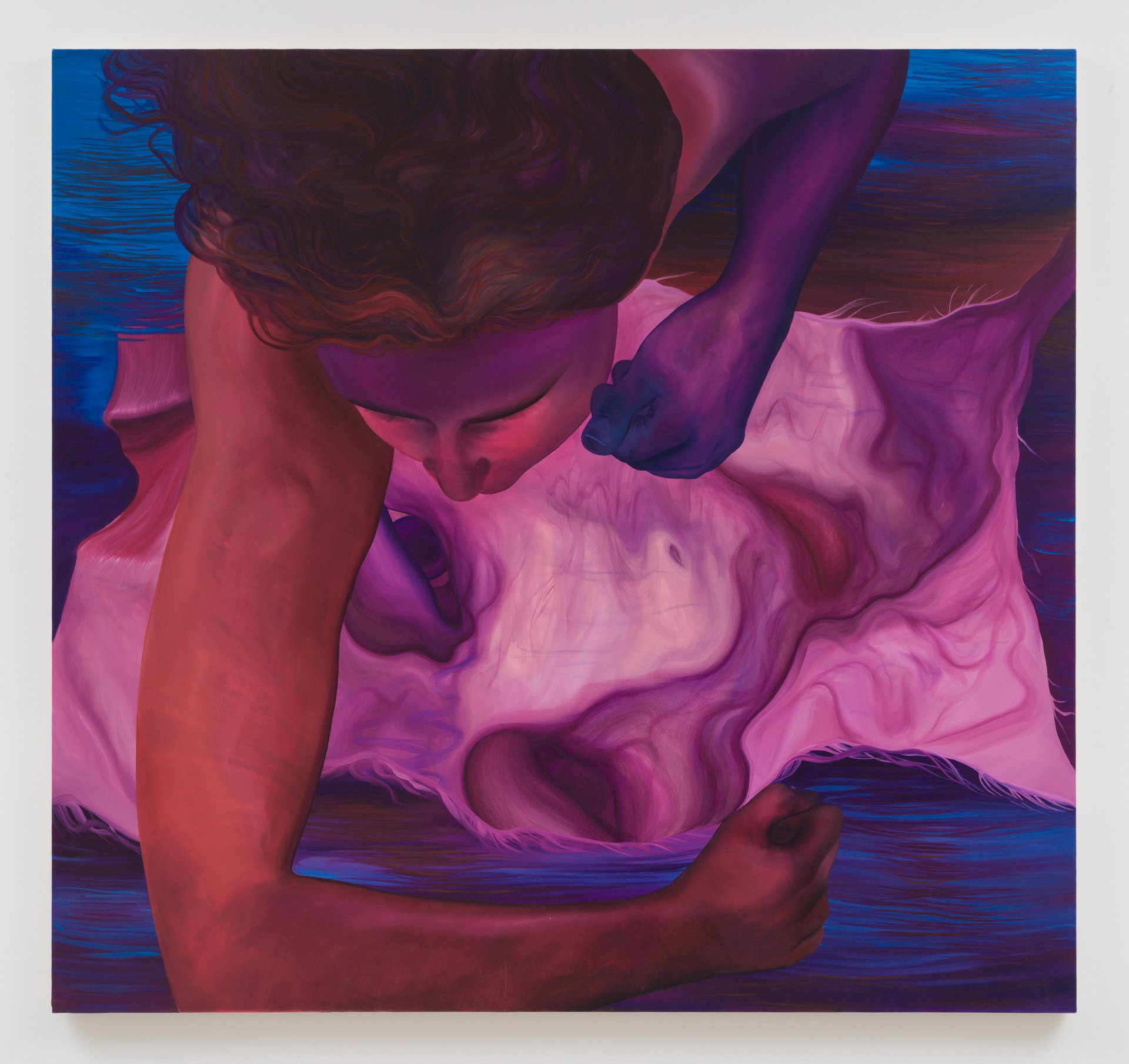 Paulina Stasik,  Observation , 2022, Oil and acrylic on canvas, 63 x 66 7/8 inches, 160 x 170 cm
