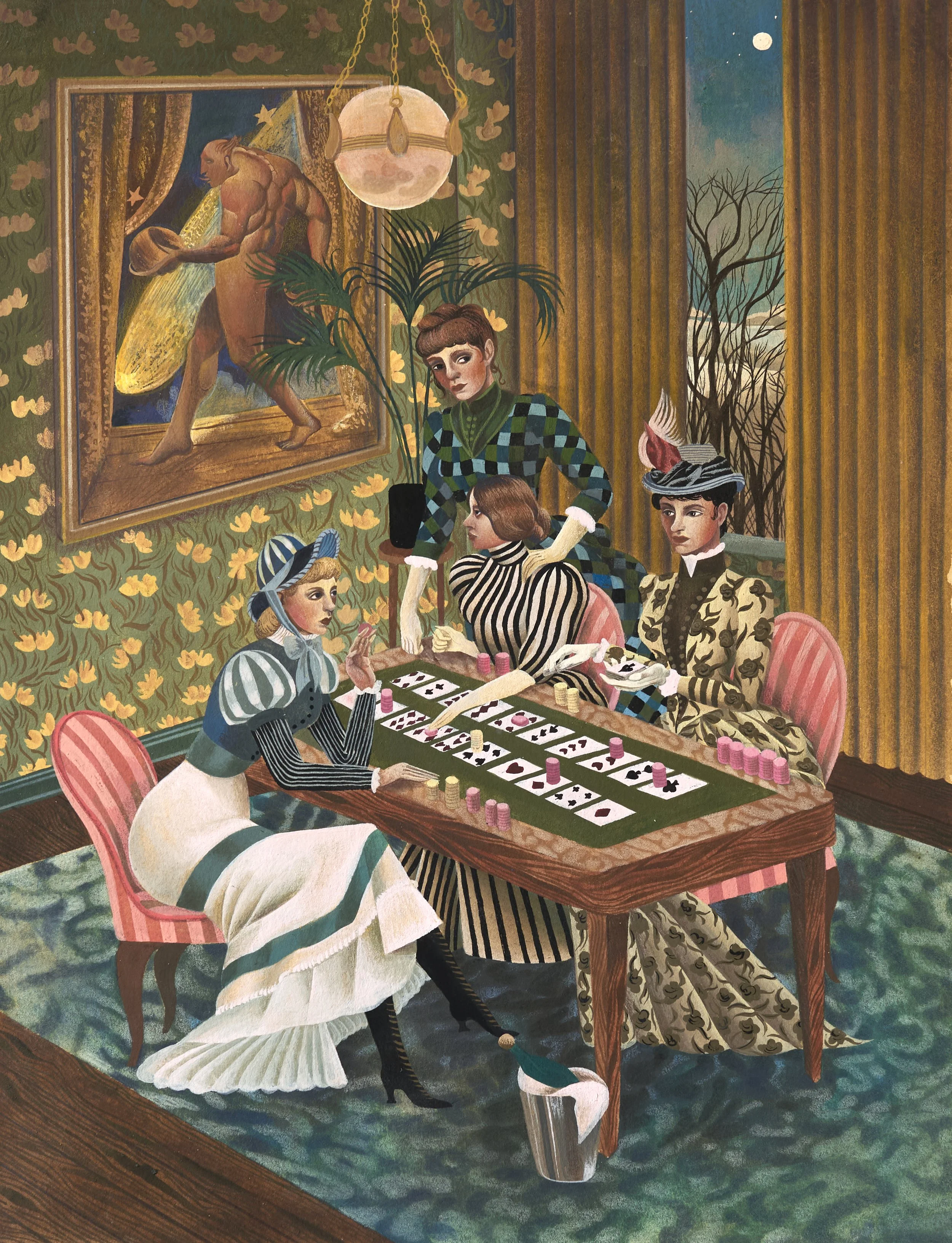  Jessie Makinson 
 Playing for smiles , 2026,
Gouache and colored pencil on paper,
Sapele frame,
Image: 10.83 × 8.27 inches, 27.5 x 21 cm,
Frame: 16.93 × 13.78 inches, 43 x 35 cm