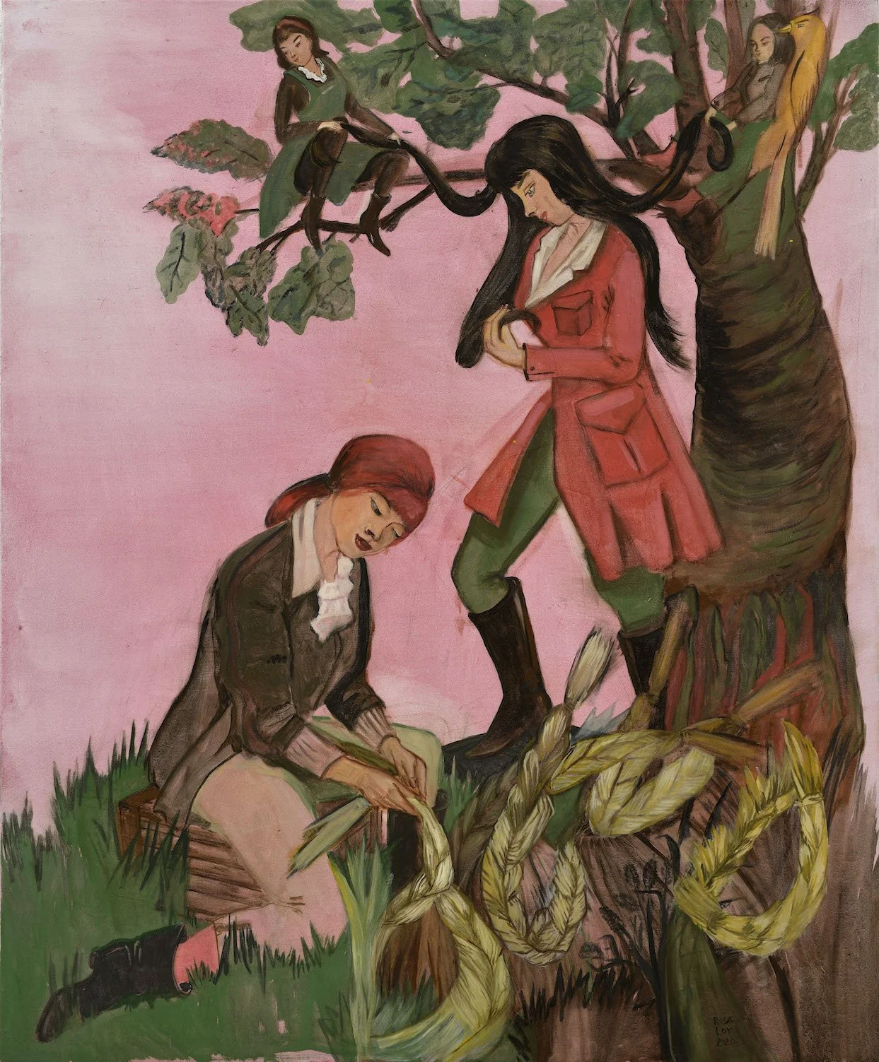 Rosa Loy   Federation , 2020  Casein on canvas  47 1/4 x 39 3/8 inches, 120 x 100 cm