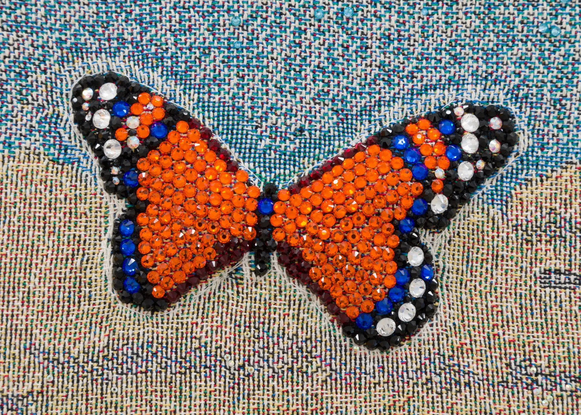 Akea Brionne,  Home Grown,   2023, Digital woven image on jacquard, rhinestones, poly-fil, and thread, detail