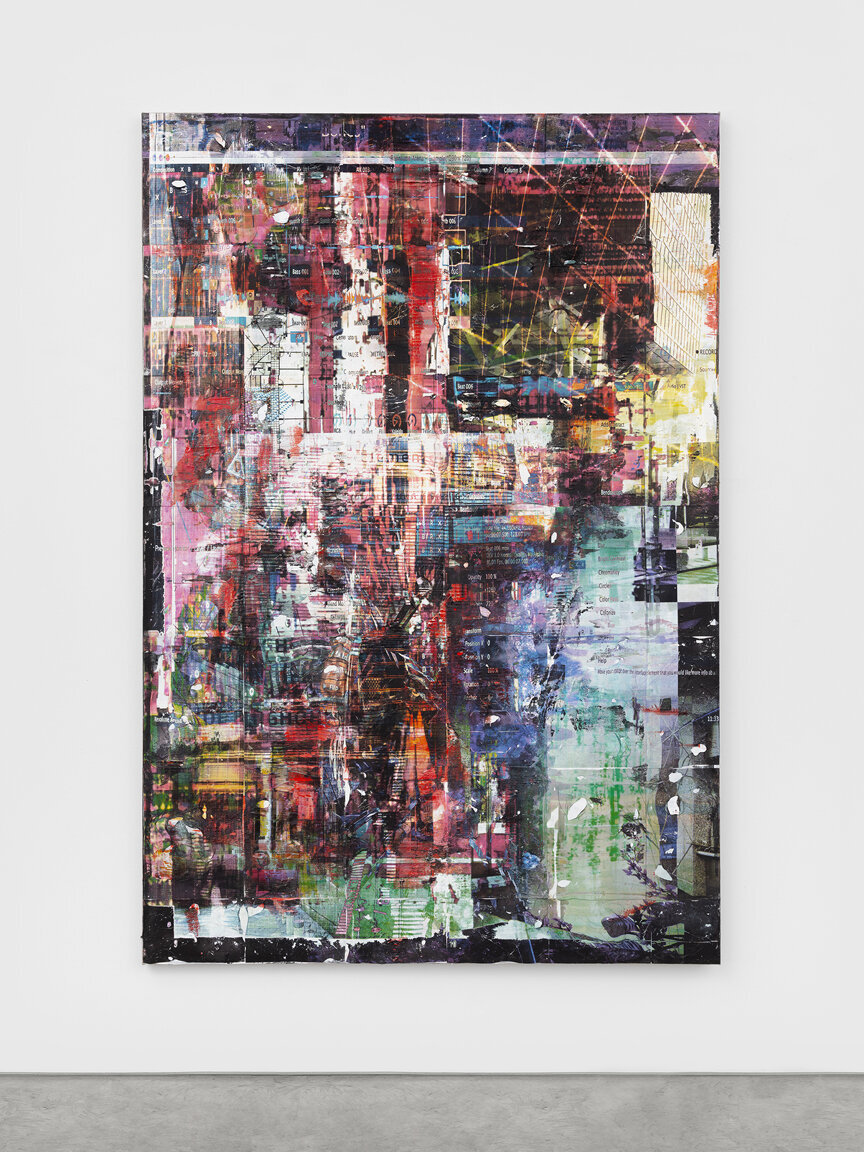 Chris Dorland,  Untitled (bleeding edge) , 2020, Acrylic polymer, pigment, ink, gesso, UV coating on linen, 68 x 46 inches, 172.7 x 116.8 cm