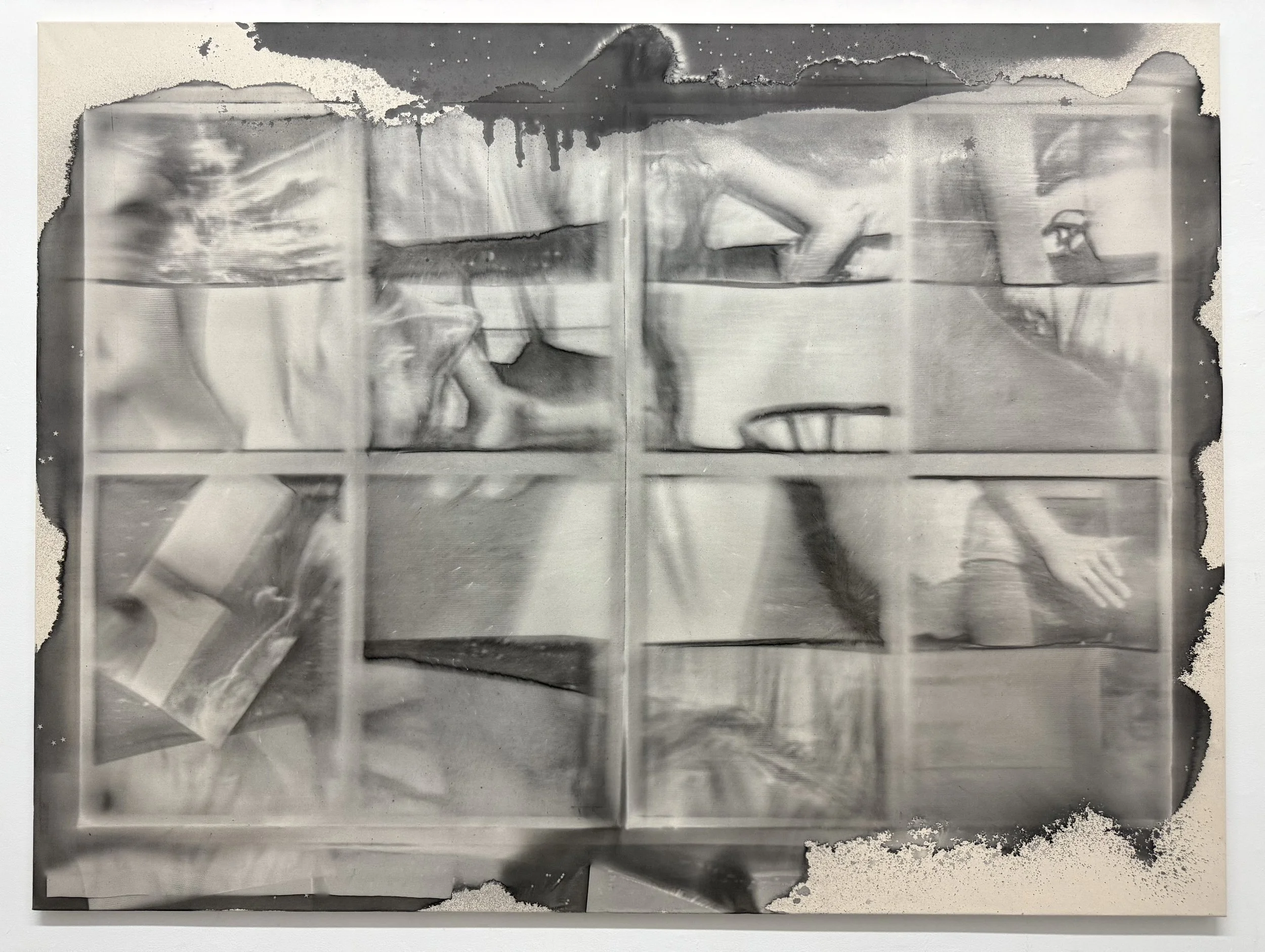  Ren Light Pan ,
 TBT , 2026,
Ink, water, infrared light and canvas,
60 x 80 inches,
152.4 x 203.2 cm