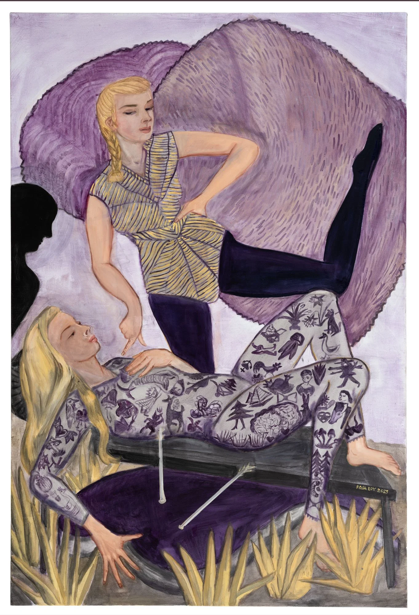 Rosa Loy
  Old into New (Altes in Neues) , 2023
 Casein on canvas
 59 x 39 3/8 inches, 150 x 100 cm