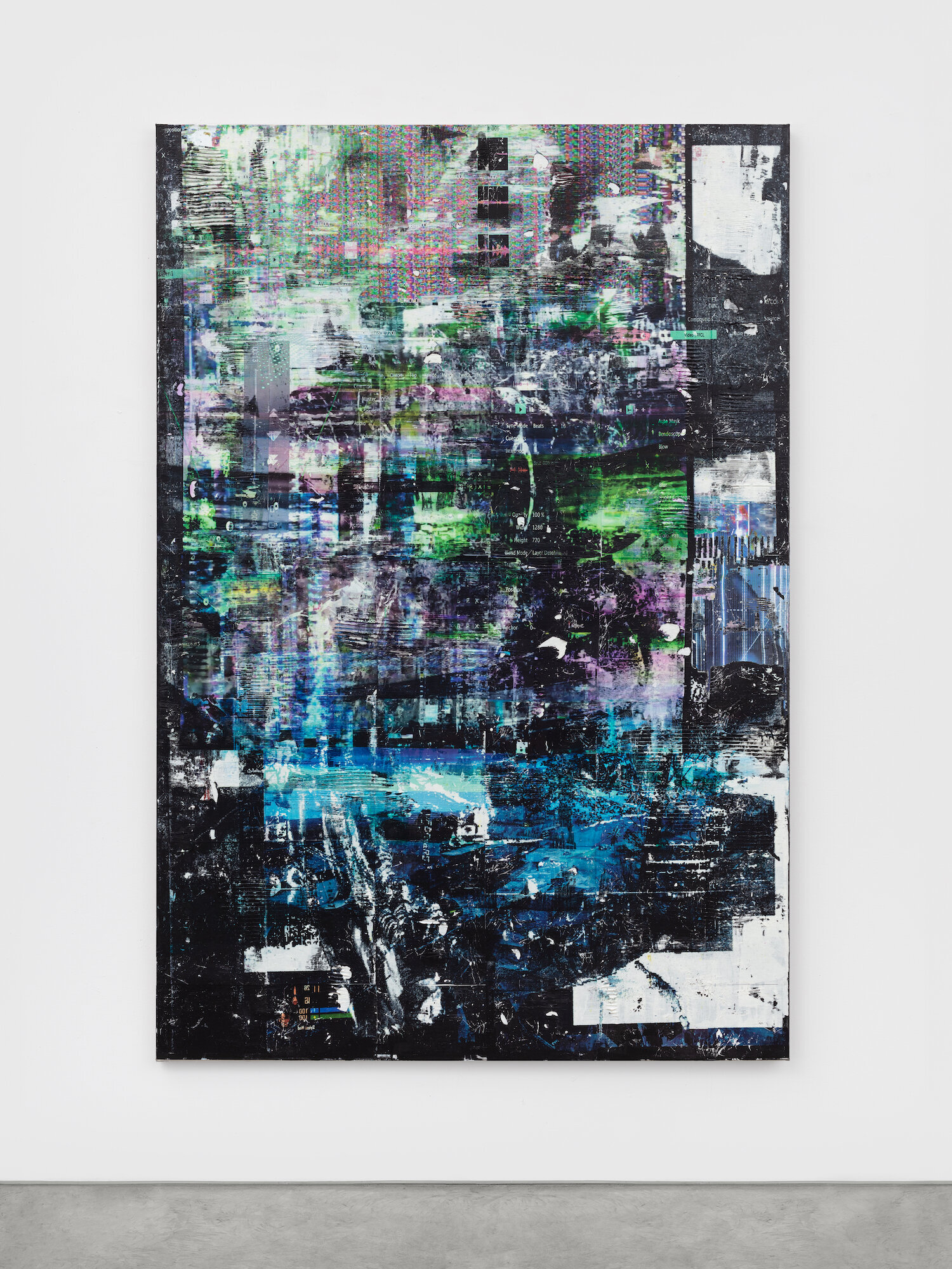 Chris Dorland,  Untitled (bit crusher) , 2020, Acrylic polymer, Pigment, Ink, Gesso, UV resin on Linen, 68 x 46 inches, 172.7 x 116.8 cm