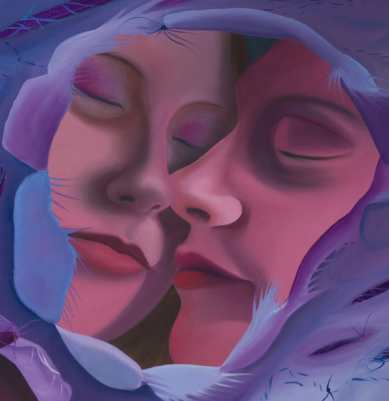 Paulina Stasik,  Embroidering,   2023, Oil on canvas, detail