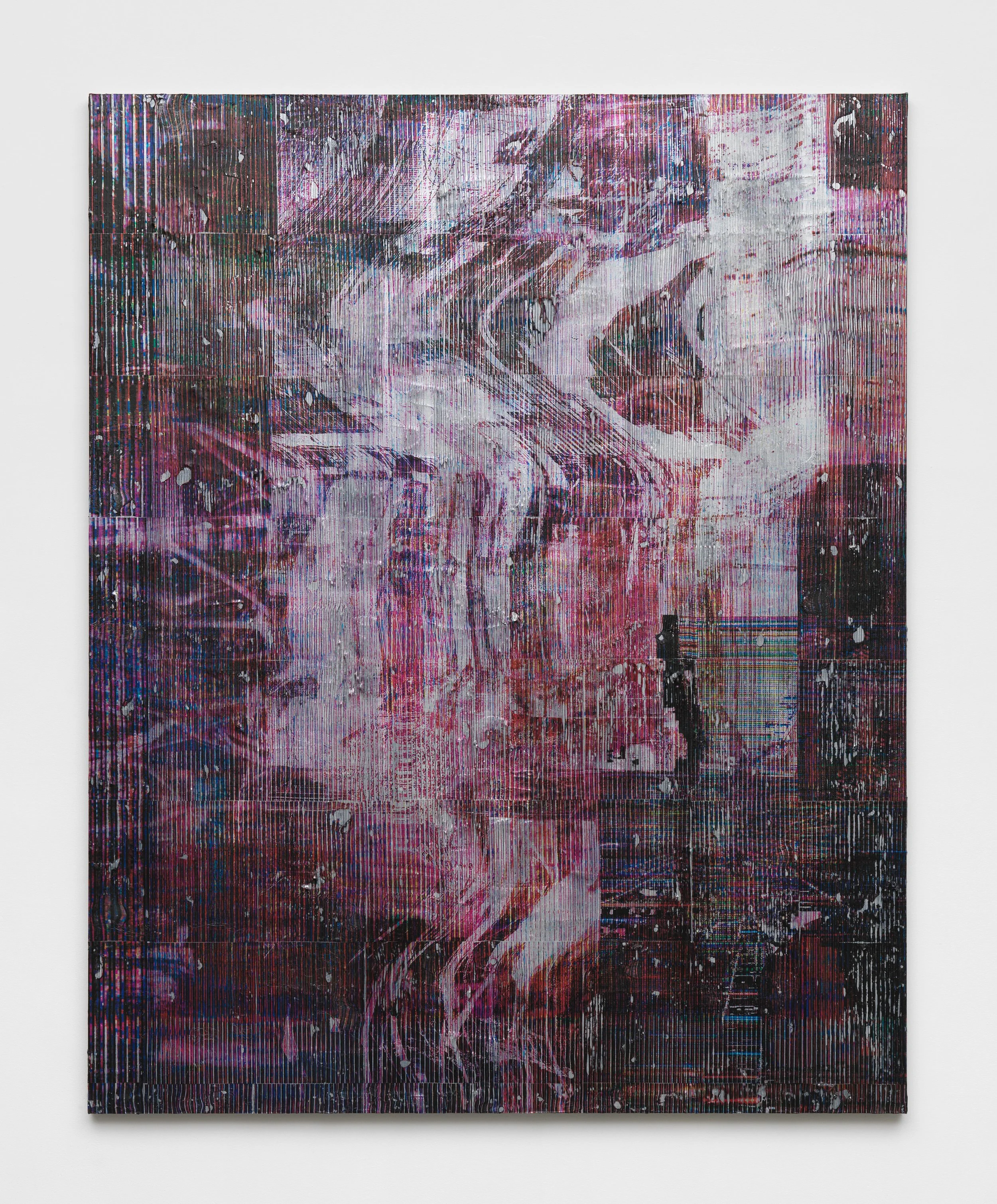 Chris Dorland,
 Untitled (latent stack) , 2026,
Metallic polymer, pigment, gesso, UV coating on linen with aluminum stretcher bars,
75 x 60 inches,
190.5 x 152.4 cm