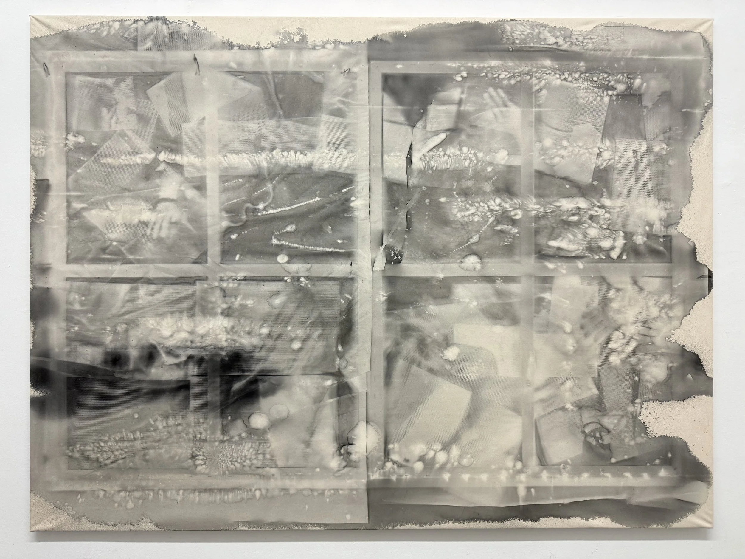  Ren Light Pan ,
 TBT , 2026,
Ink, water, infrared light and canvas,
60 x 80 inches,
152.4 x 203.2 cm
