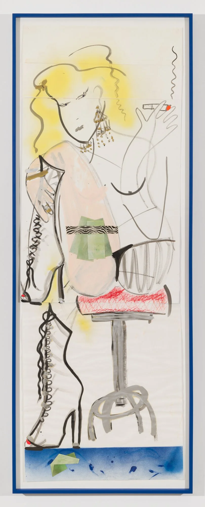 Chelsea Culprit,  Sailor Moon in Waiting , 2016, Spray enamel and mixed media on paper, 69 x 24 inches, 175.3 x 61 cm