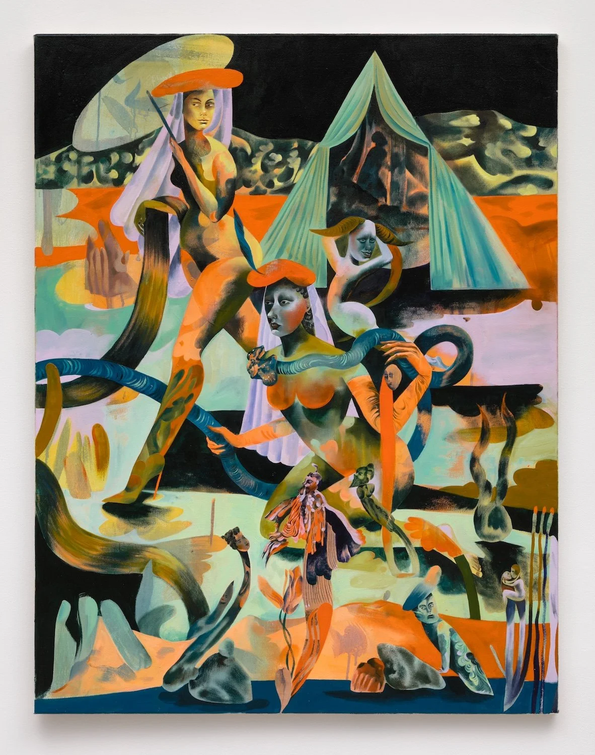 Jessie Makinson,  Wild Cherry Sphinx , 2018, Oil on canvas, 51.25 x 35.5 inches, 130 x 90 cm