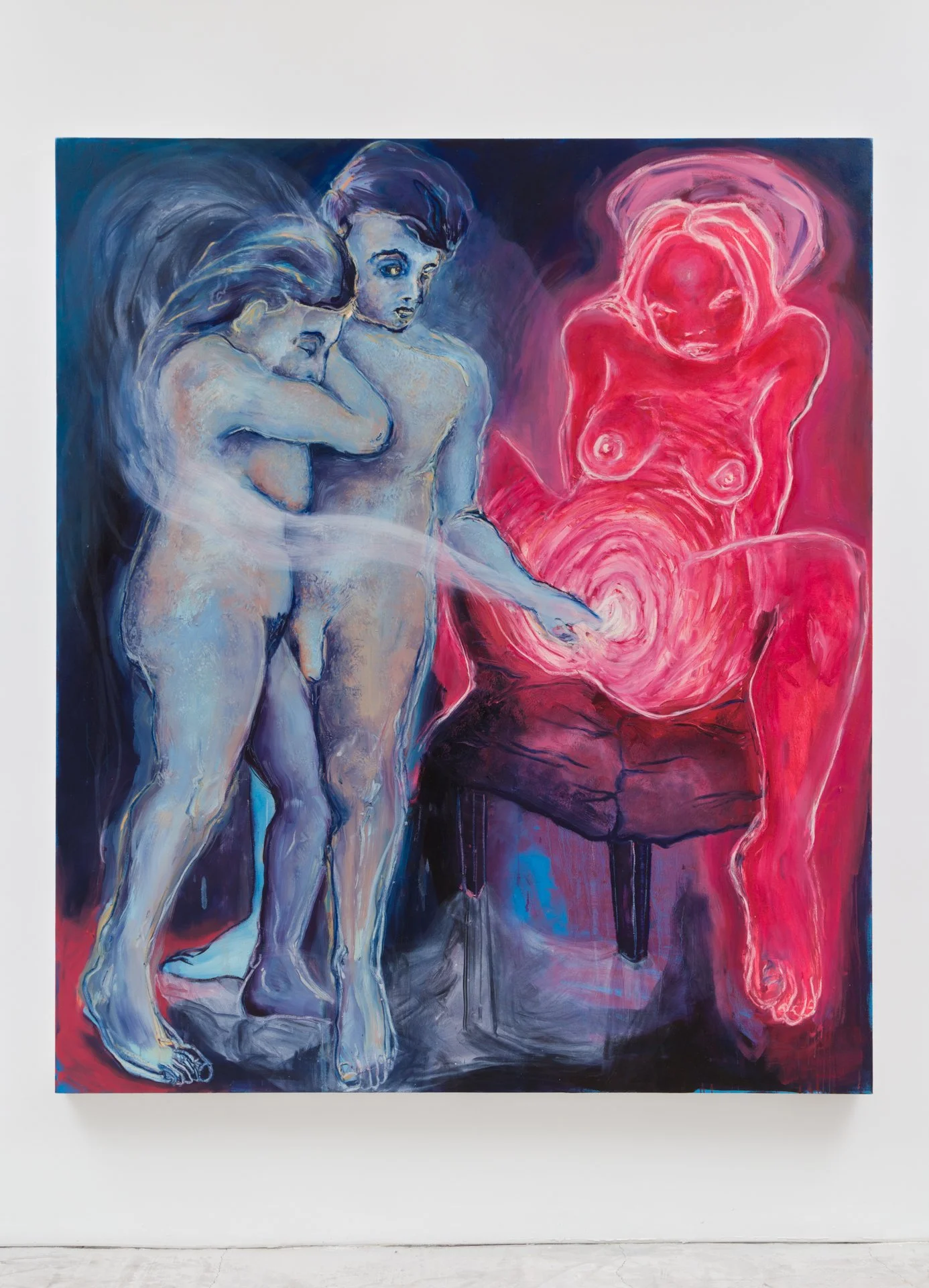 Mercedes Llanos,  Adam Ate from the Apple , 2022, Oil on canvas, 84 x 72 inches, 213.4 x 182.9 cm