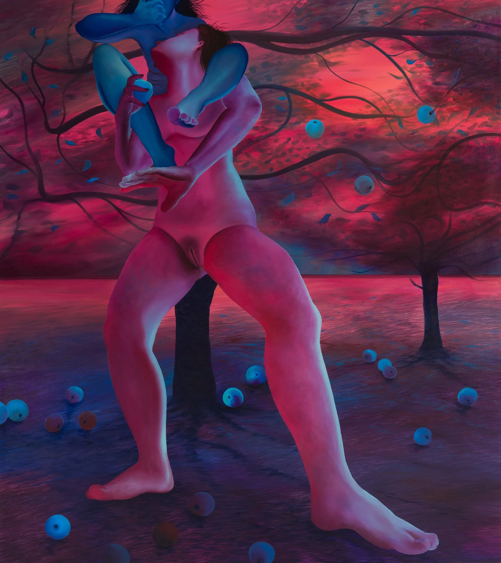 Paulina Stasik,  The Apple tree,   2023, Oil on canvas, 70 7/8 x 63 inches, 180 x 160 cm