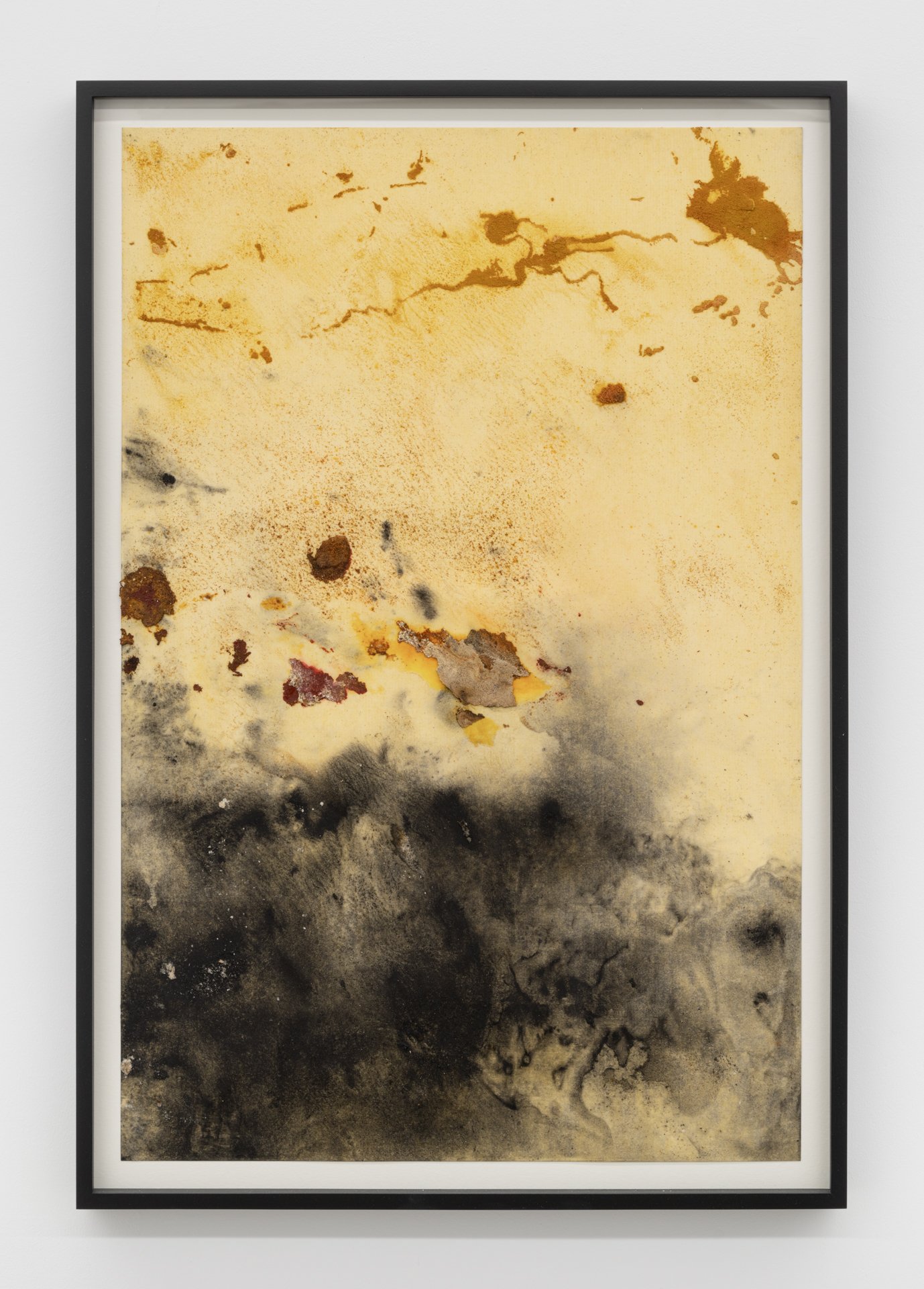 Kiyan Williams,  Untitled , 2020, turmeric, paprika, sazon, flour on paper, 30 x 20 inches, 76.2 x 50.8 cm