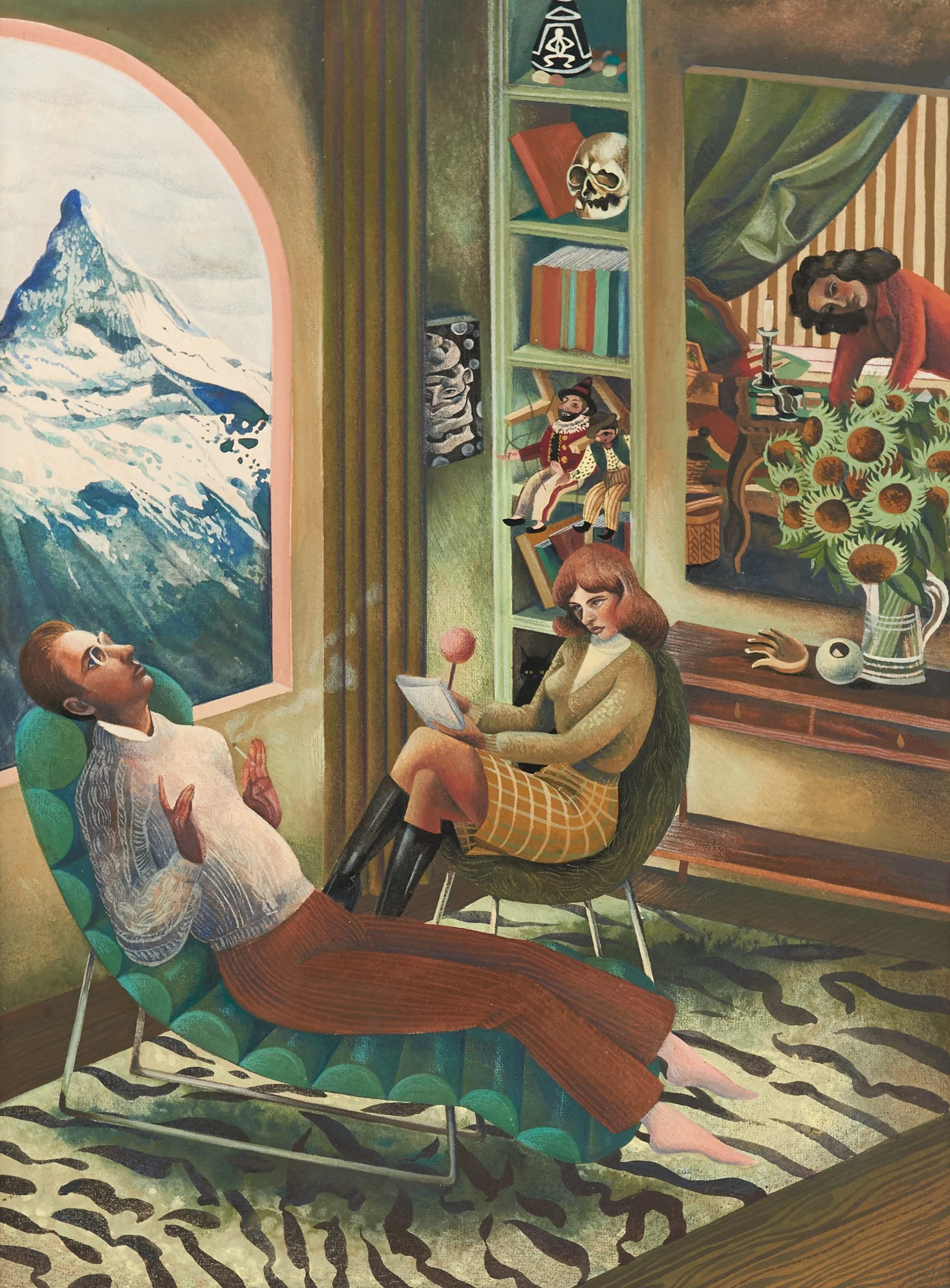  Jessie Makinson ,
 Feasting on dreams again , 2026,
Gouache and colored pencil on paper,
Sapele frame,
Image: 11.42 × 8.46 inches, 29 x 21.5 cm,
Frame: 16.93 × 13.78 inches, 43 x 35 cm