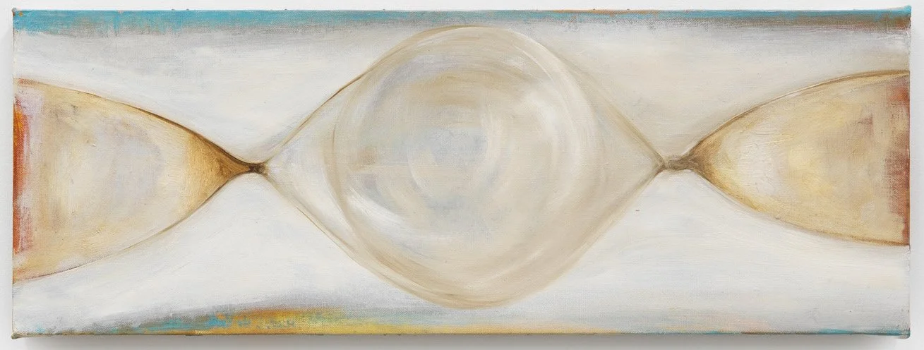  Mira Schor  ,
 Double Bubble , 1990,
oil on canvas,
22.5 x 8 inches, 
57.15 x 20.32 cm.
