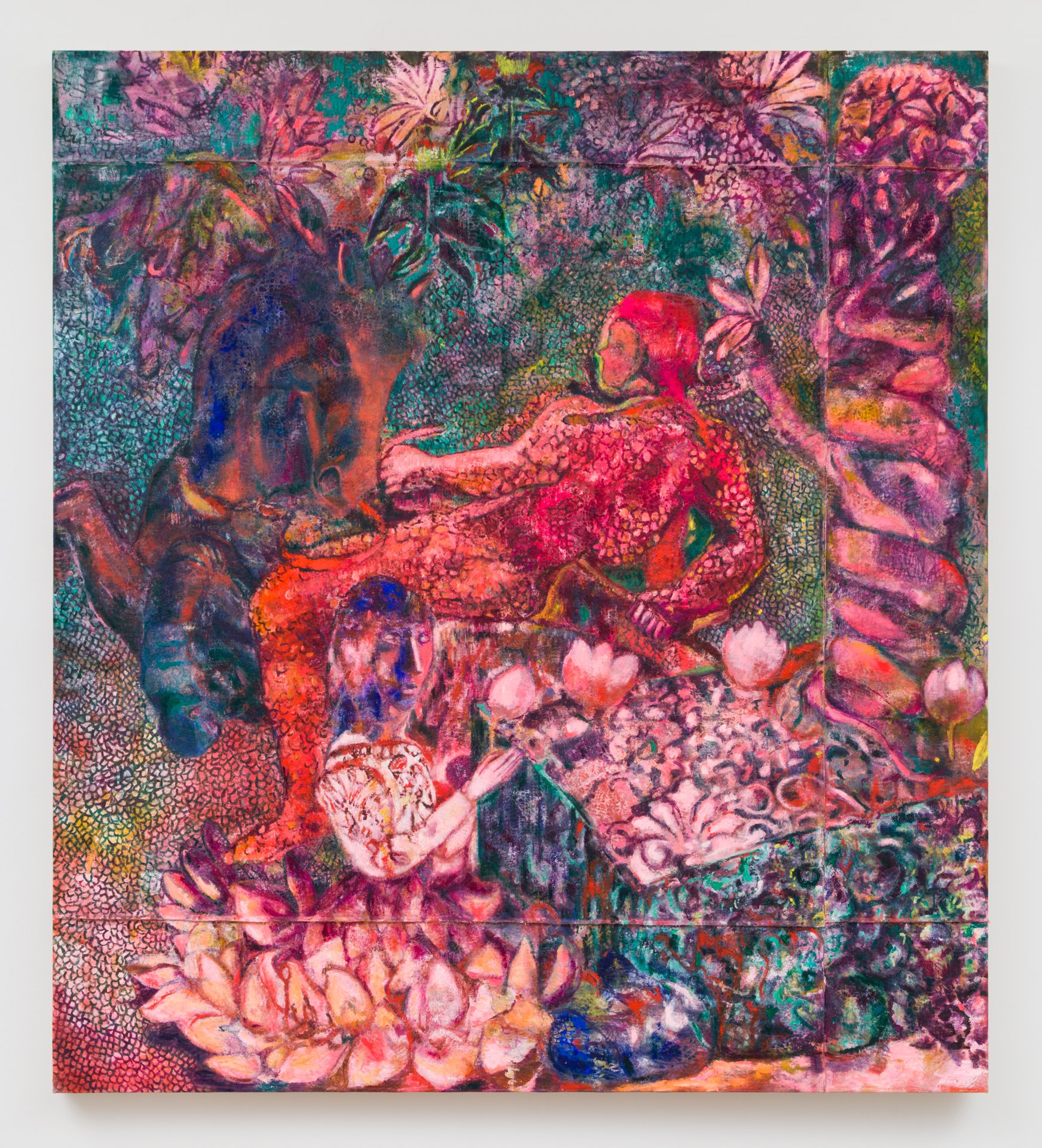 Paola Angelini,  Woman Sun Dressed , 2022, mixed media on canvas, 78 3/4 x 70 7/8 inches, 200 x 180 cm