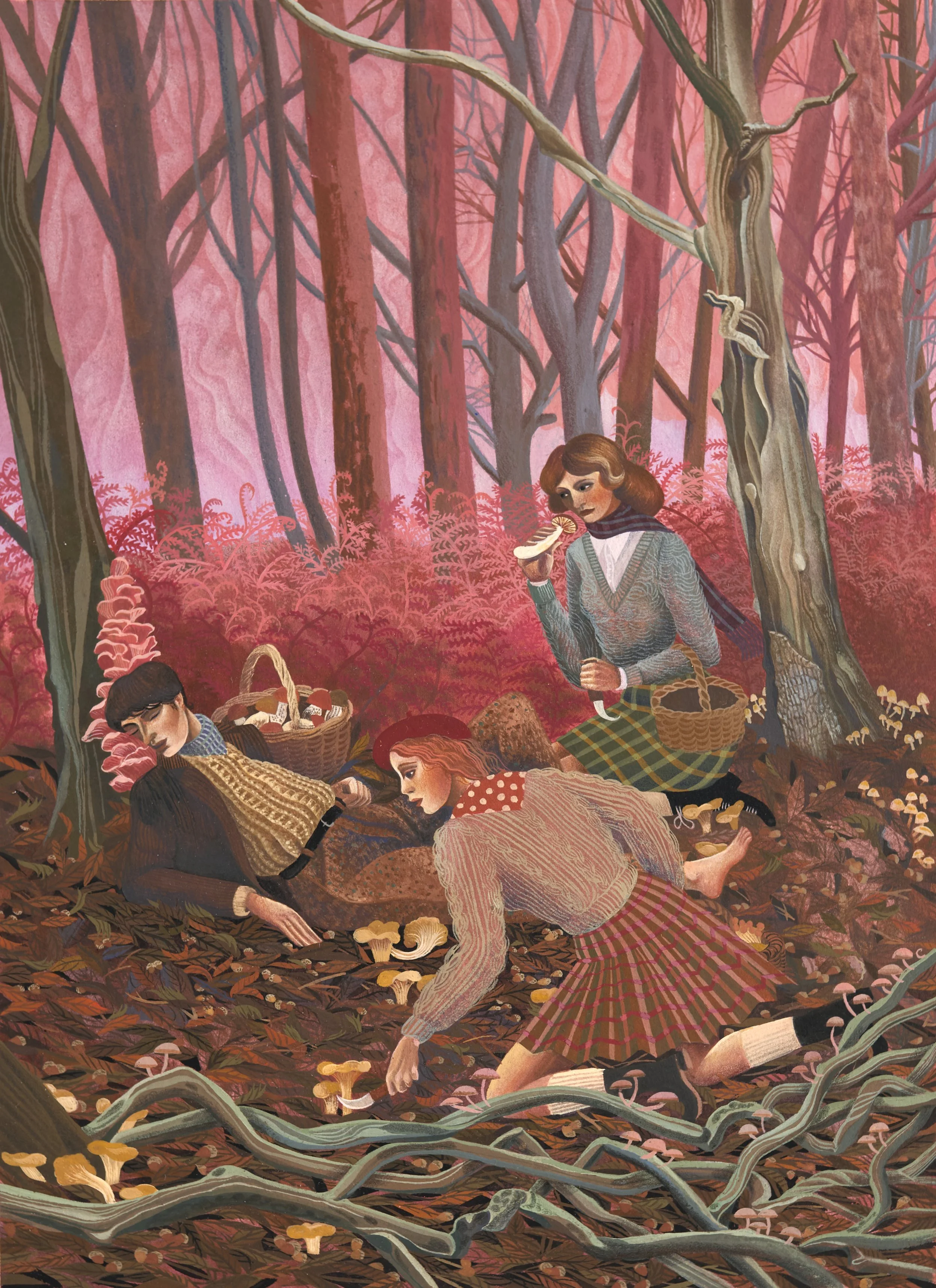  Jessie Makinson 
 The Collectors , 2026,
Gouache and colored pencil on paper,
Sapele frame,
Image: 10.83 × 7.68 inches, 27.5 x 19.5 cm,
Frame: 16.93 × 13.78 inches, 43 x 35 cm