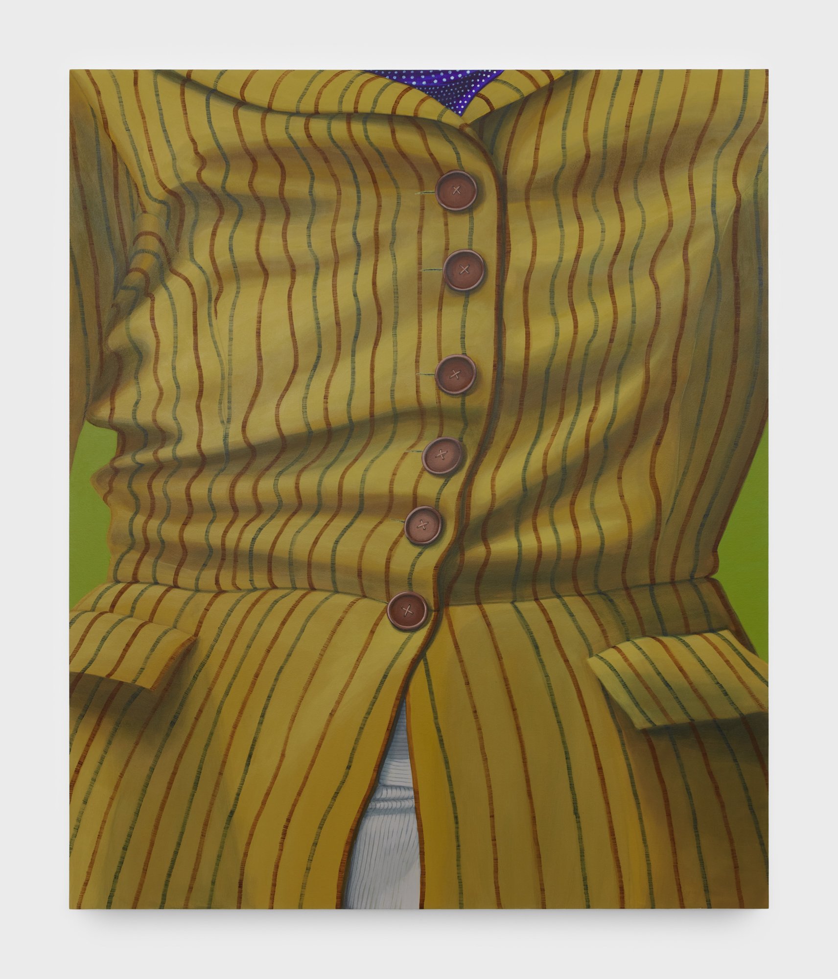 Sarah Miska,  Green Riding Jacket , 2022, Acrylic on canvas, 72 x 60 inches, 182.9 x 152.4 cm