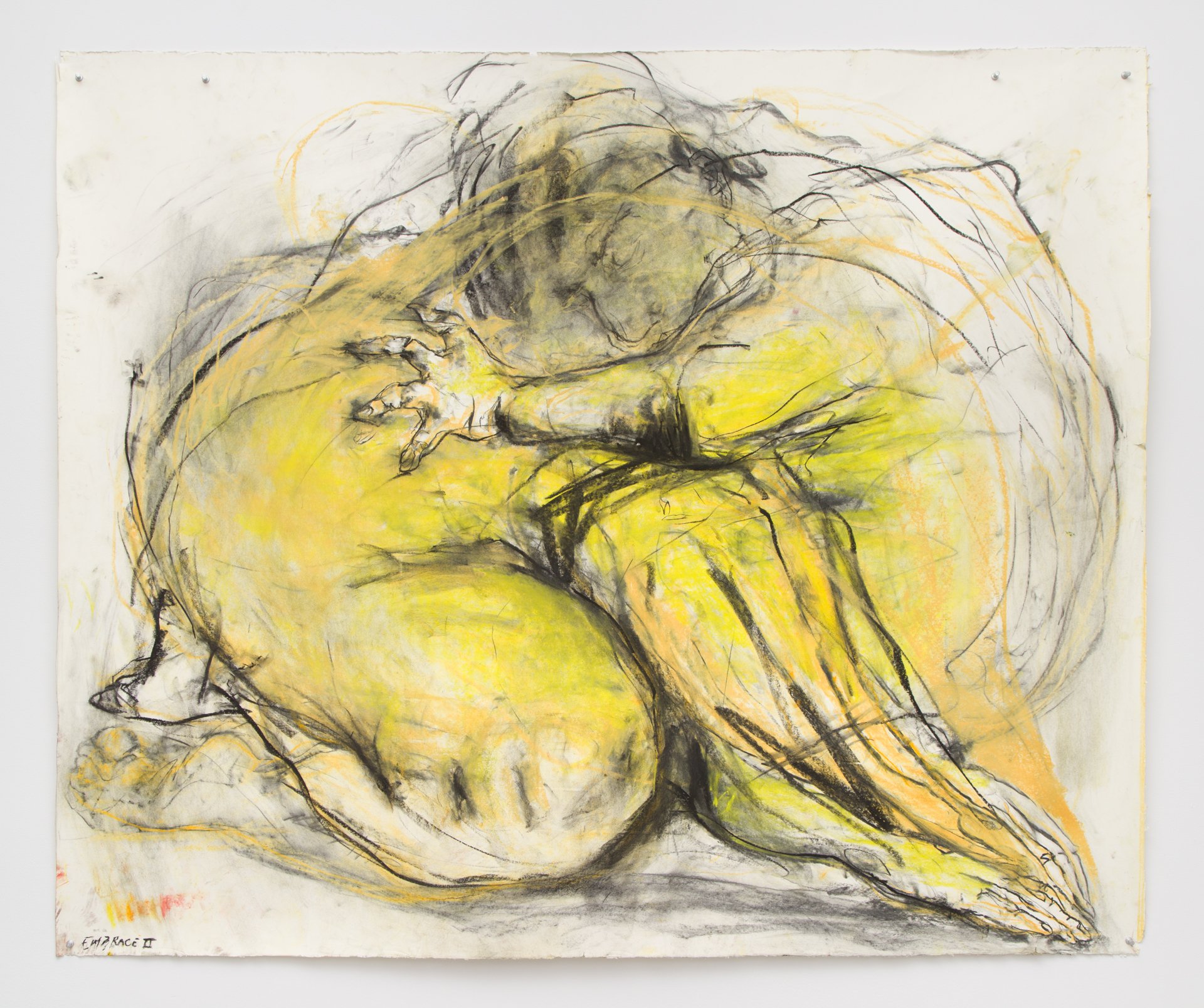 Mercedes Llanos,  Embrace II , 2022, Oil and pastel on paper, 50 x 60 inches, 127 x 152.4 cm