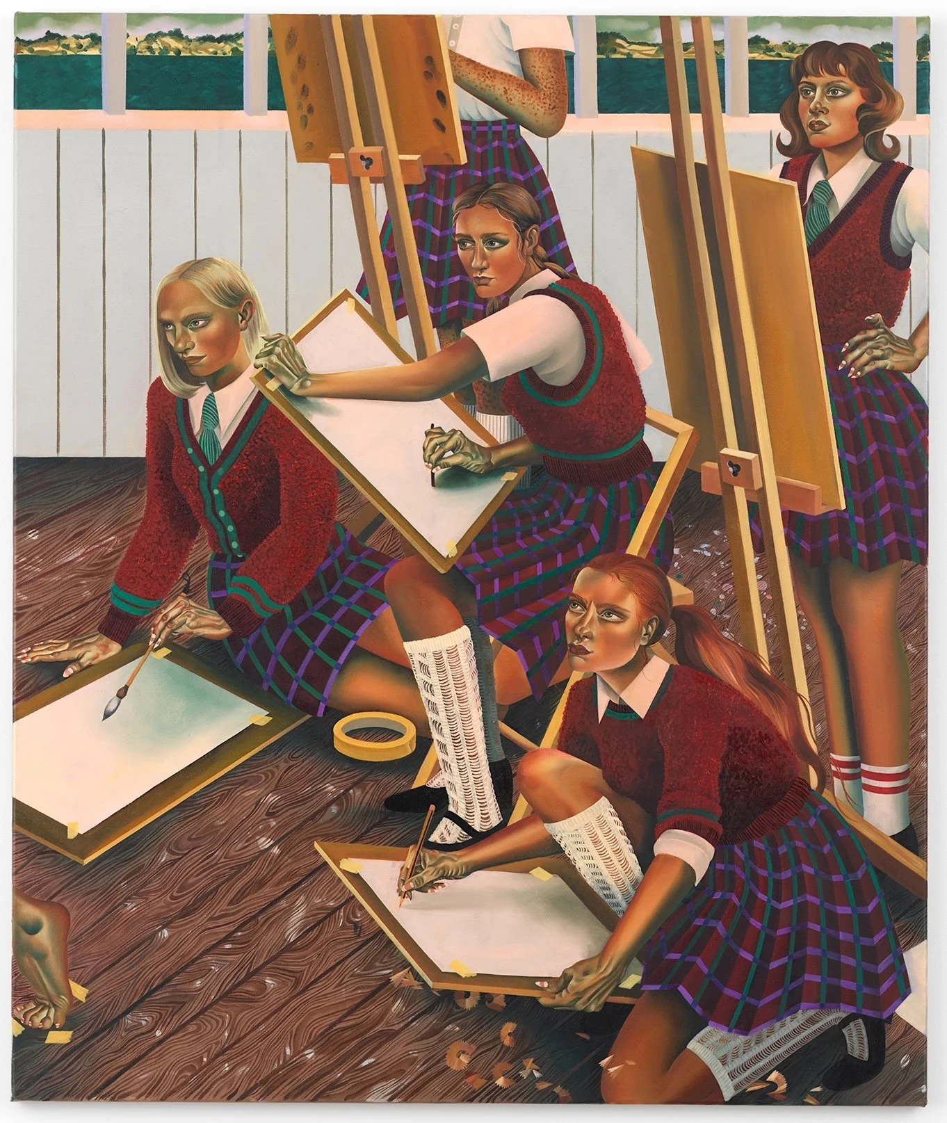  Jessie Makinson ,
 School , 2025,
Oil on canvas,
47 1/4 x 39 3/8 inches,
120 x 100 cm,